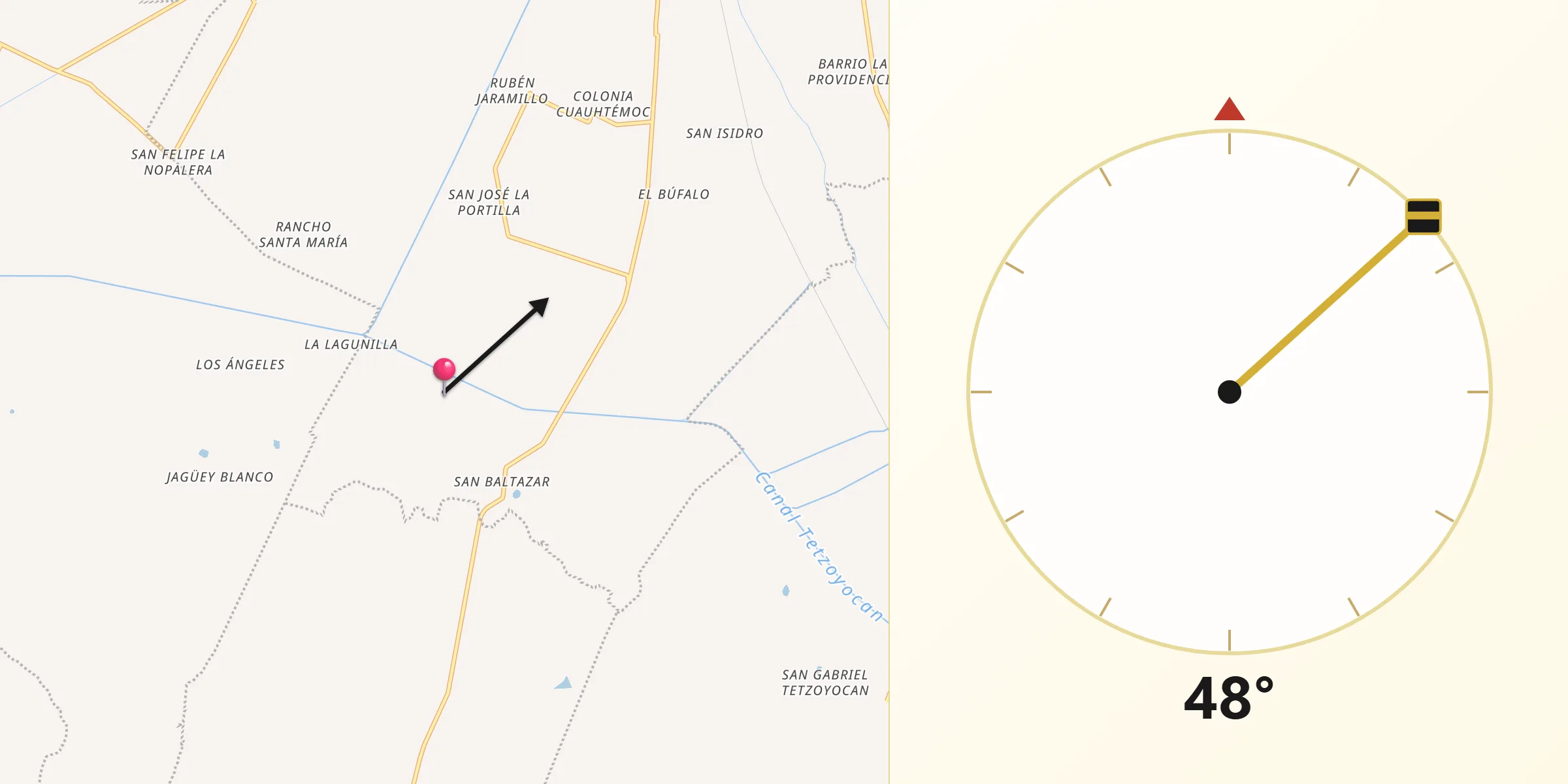 Dirección de la Qibla desde San Antonio la Portilla
