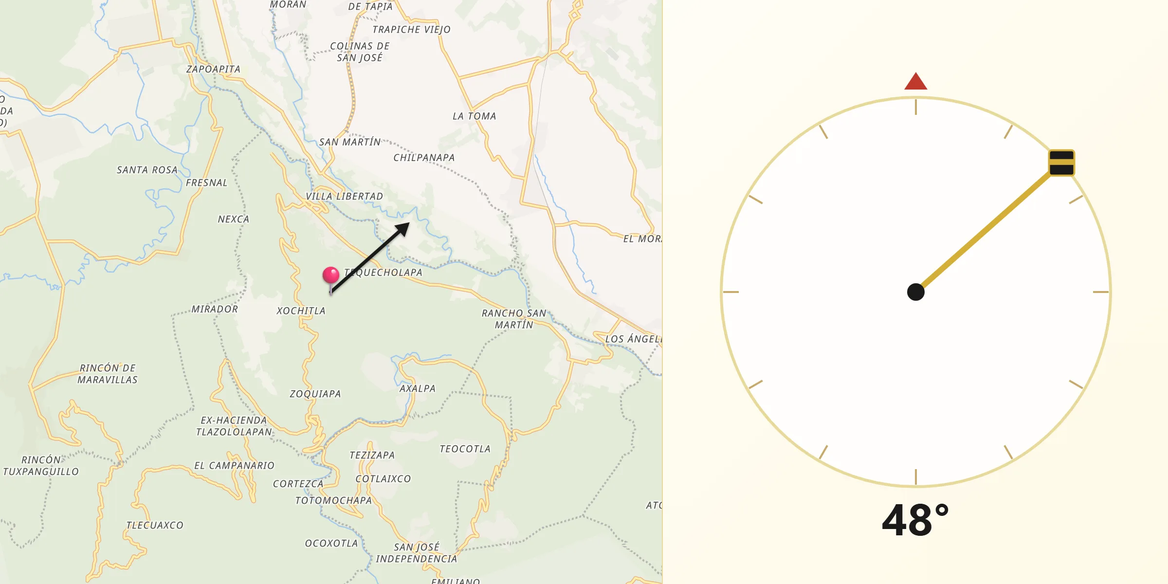 Dirección de la Qibla desde Naranjal
