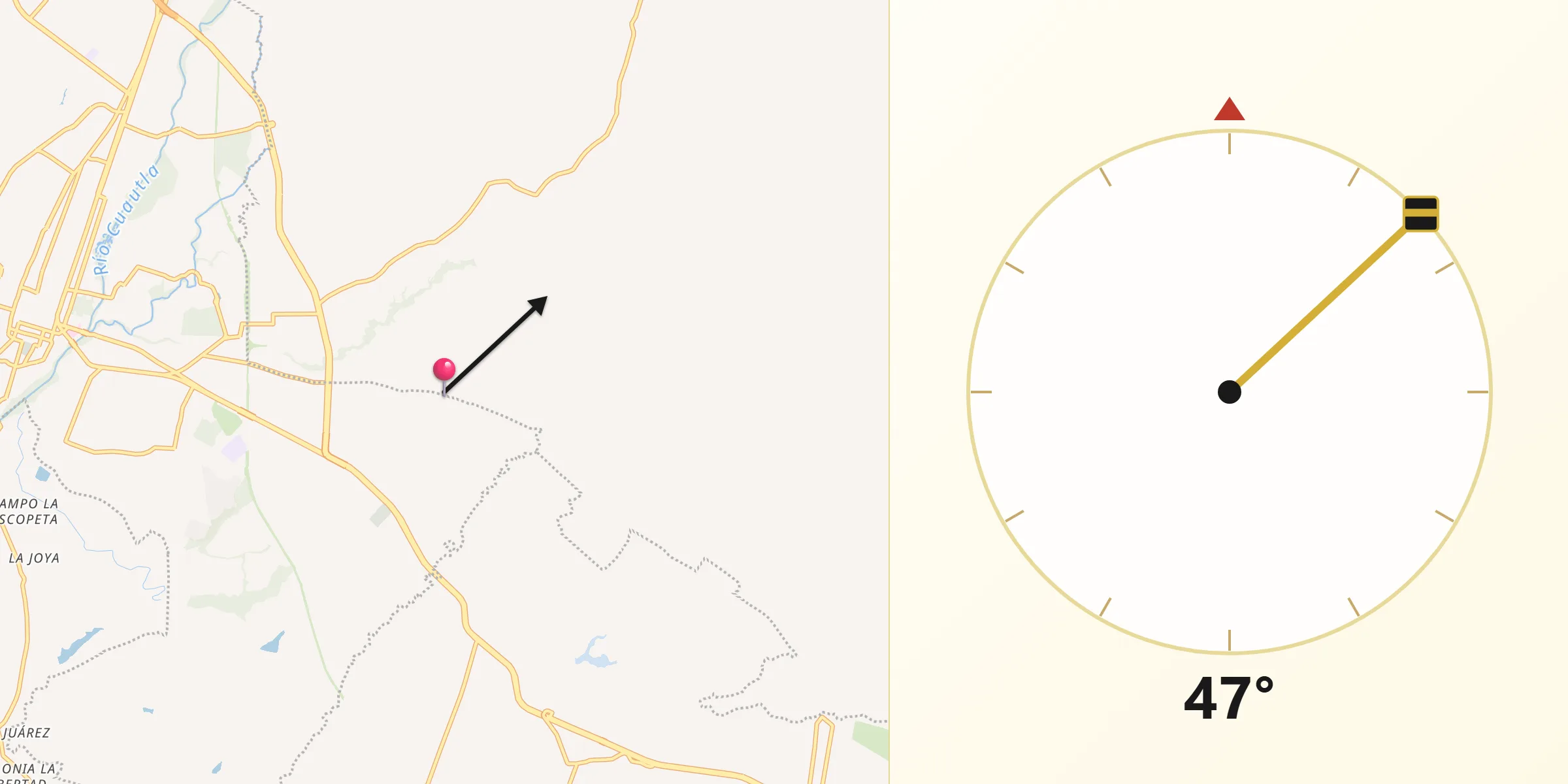 Dirección de la Qibla desde Mixtlalcingo