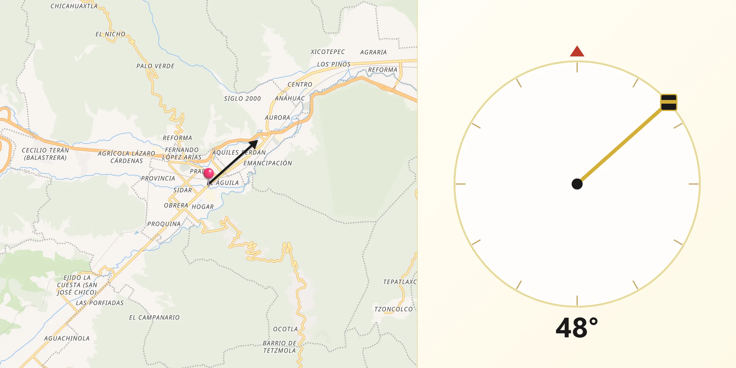 Dirección de la Qibla desde Ciudad Mendoza