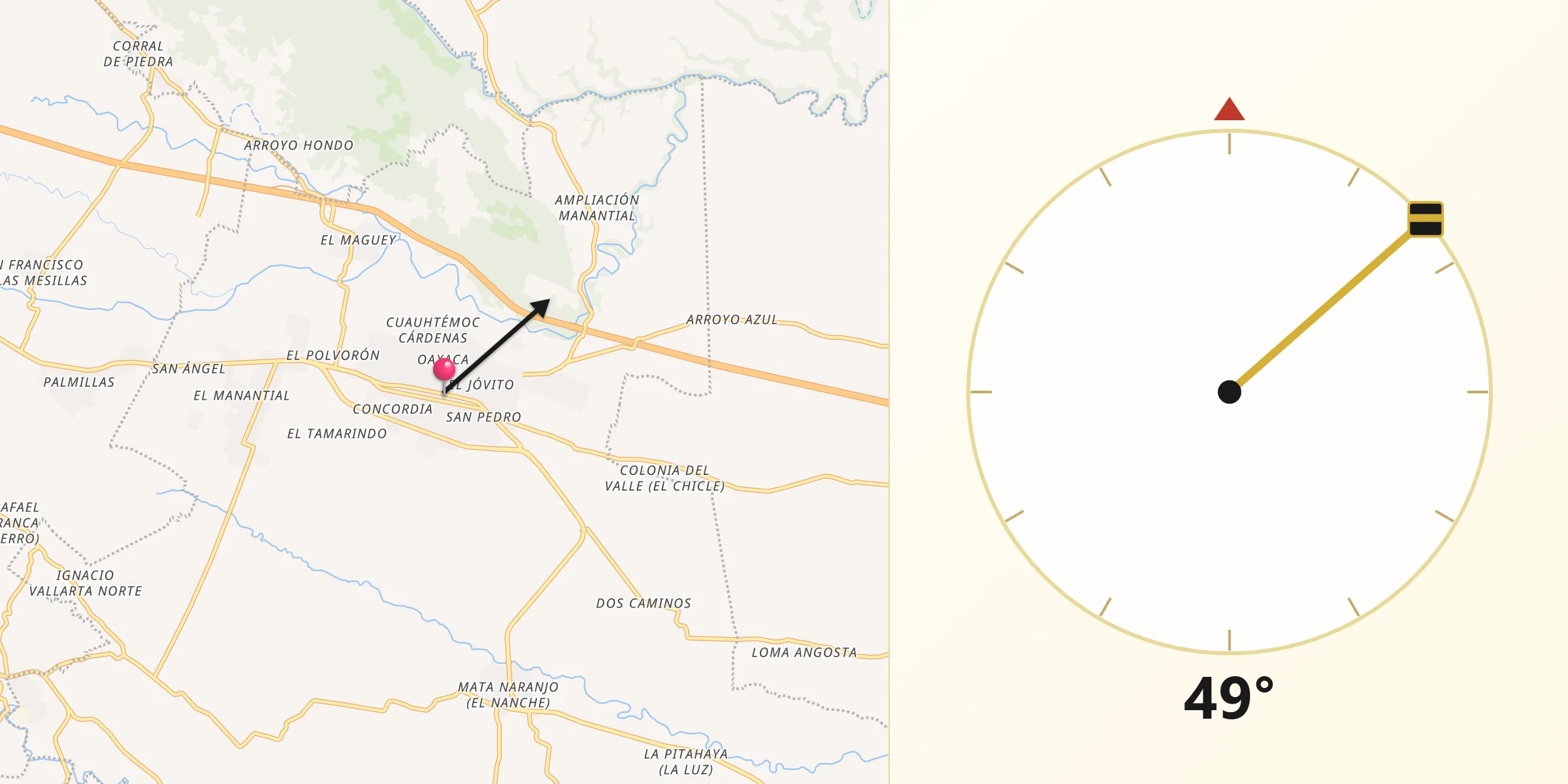 Dirección de la Qibla desde Cuitláhuac