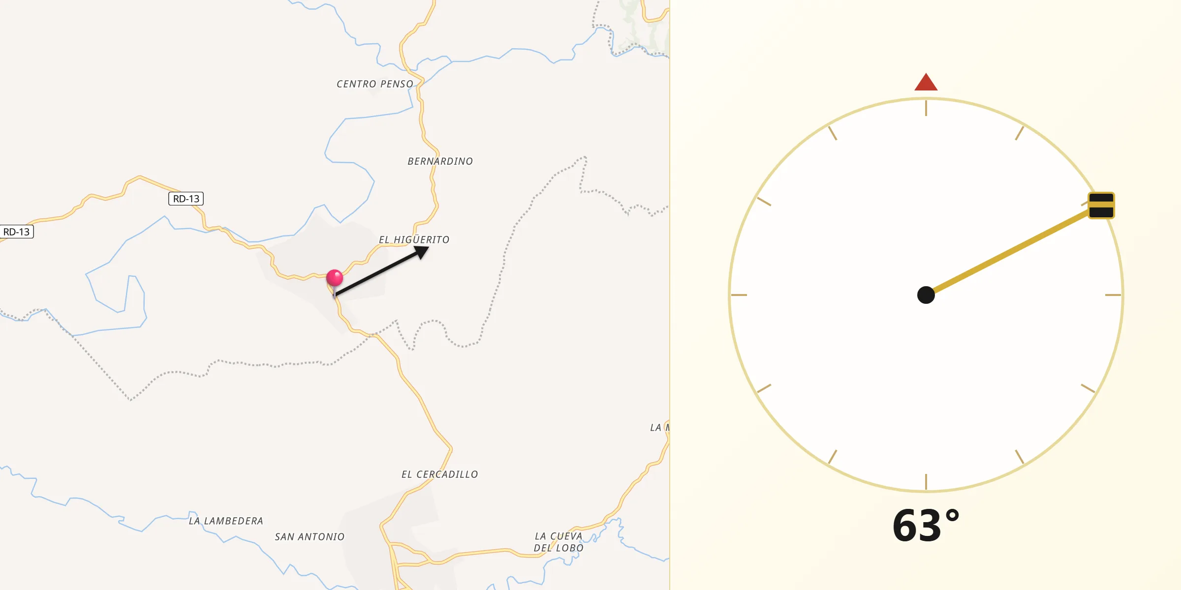 Dirección de la Qibla desde Esperalvillo