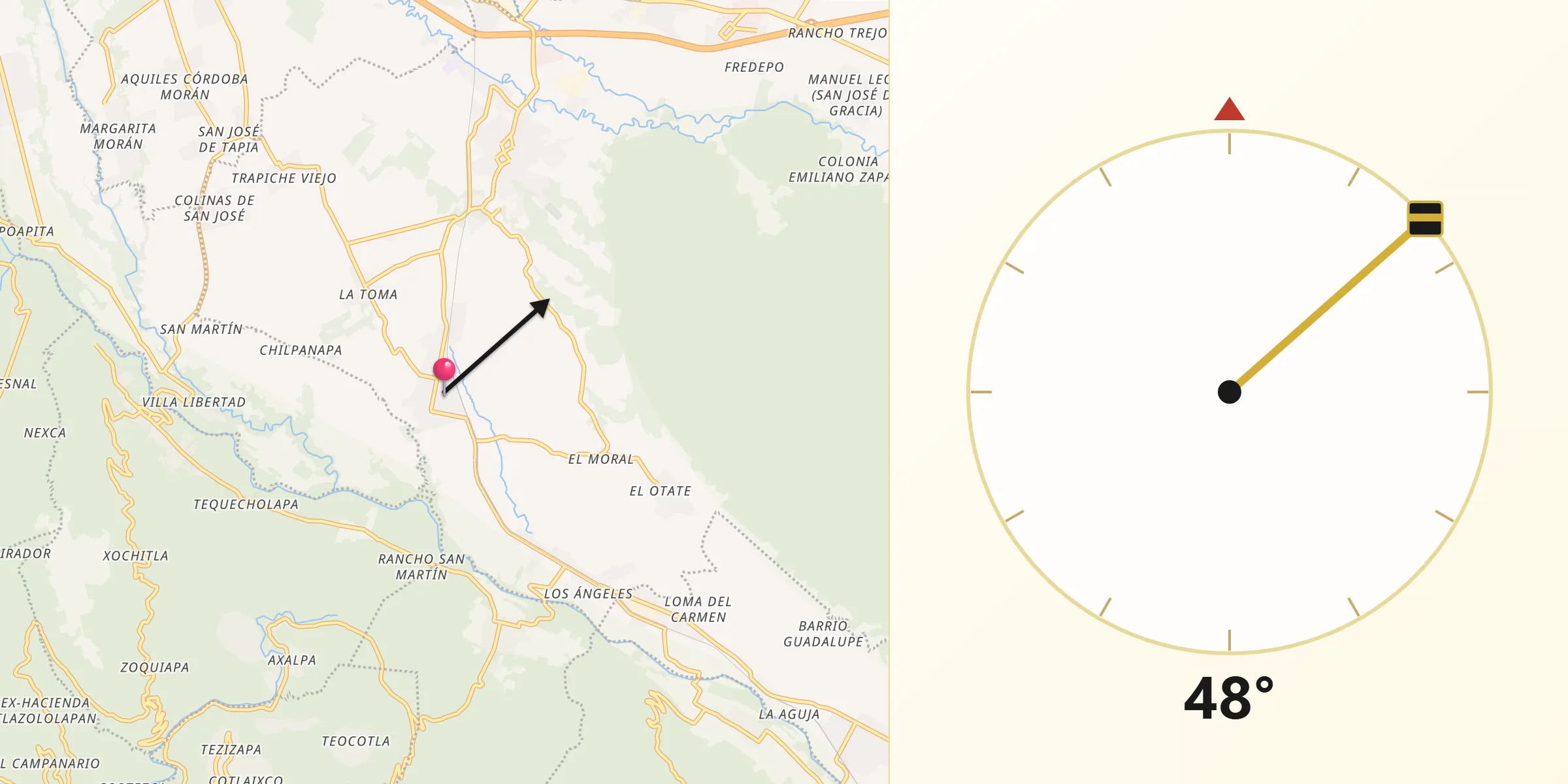 Dirección de la Qibla desde Guadalupe