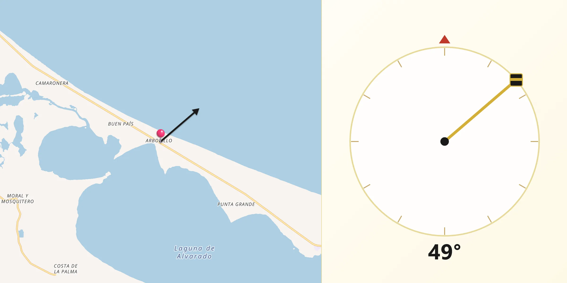 Dirección de la Qibla desde Arbolillo