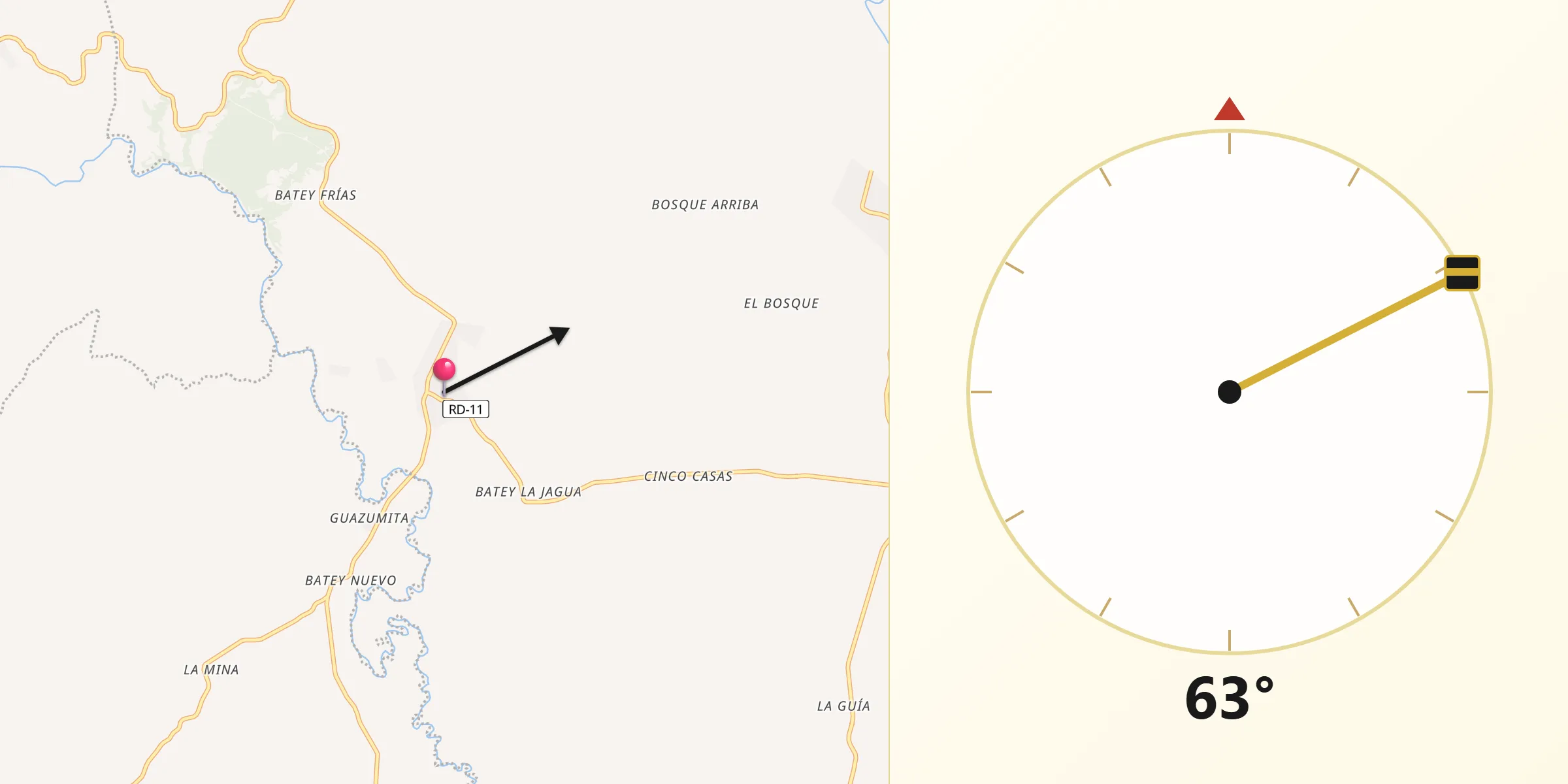 Dirección de la Qibla desde Don Juan