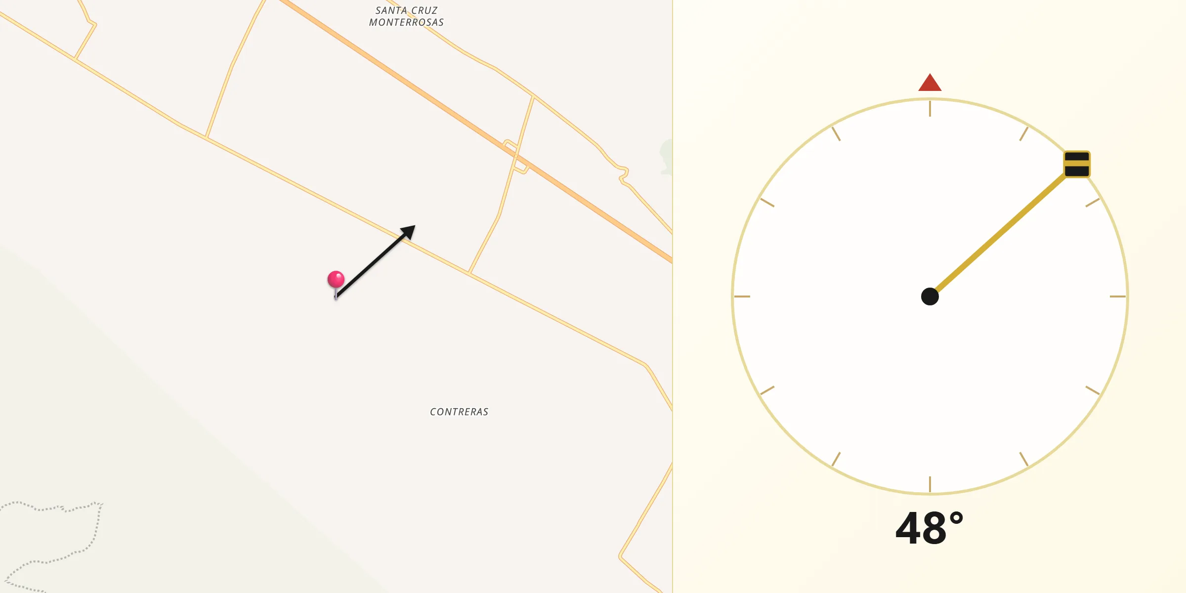 Dirección de la Qibla desde La Purísima