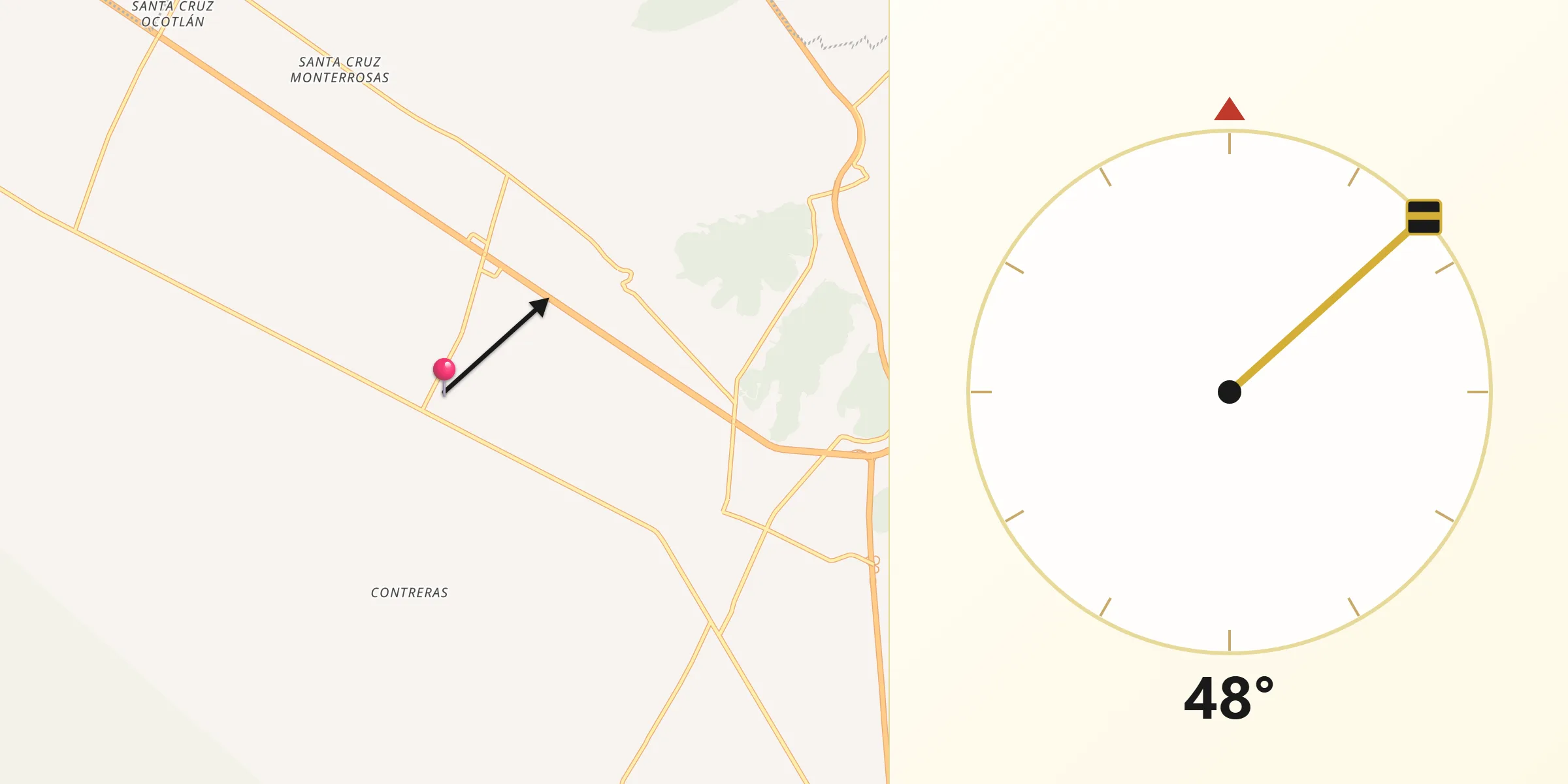 Dirección de la Qibla desde Palmar de Bravo