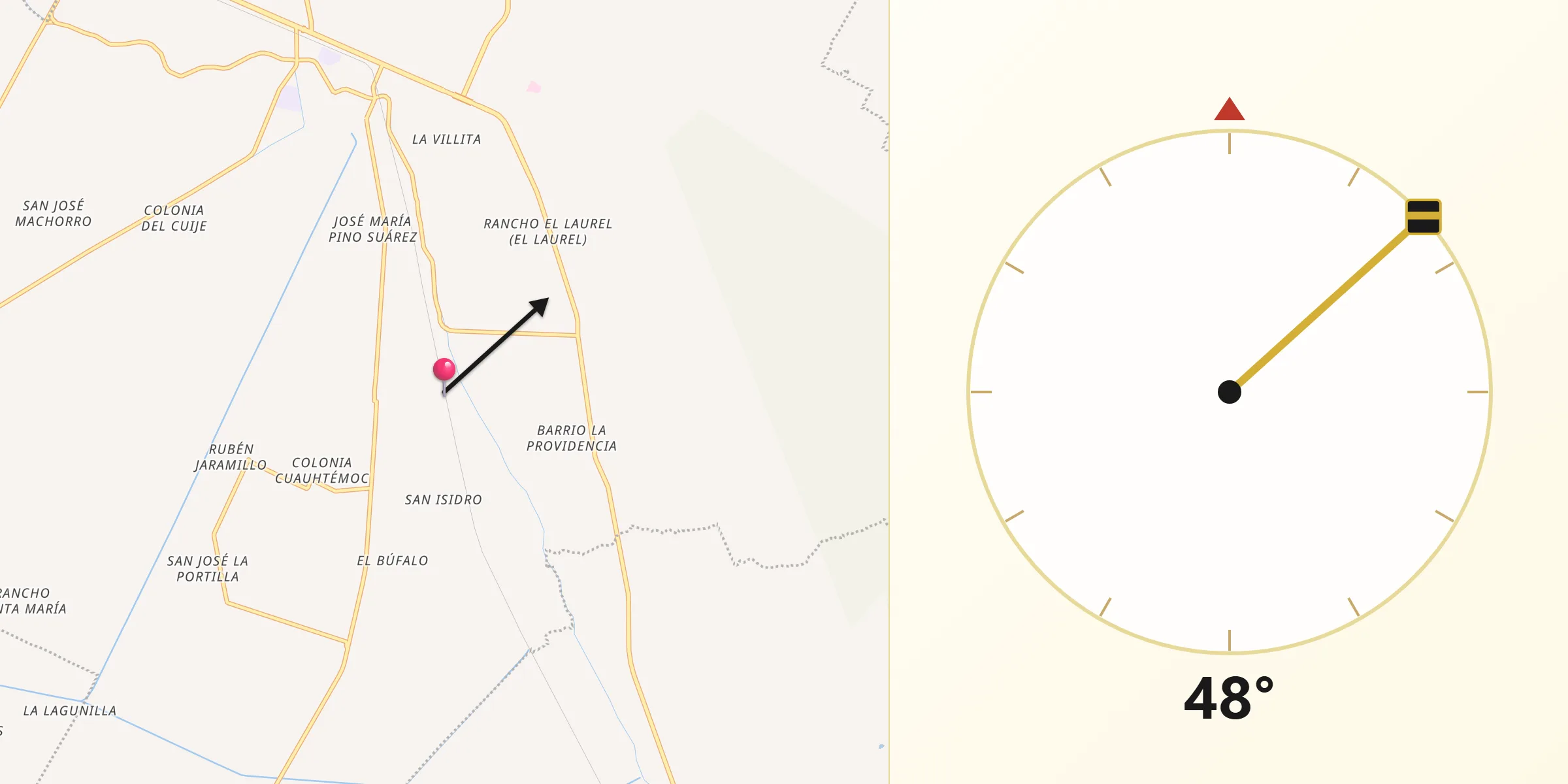 Dirección de la Qibla desde Delegación Xochimilco