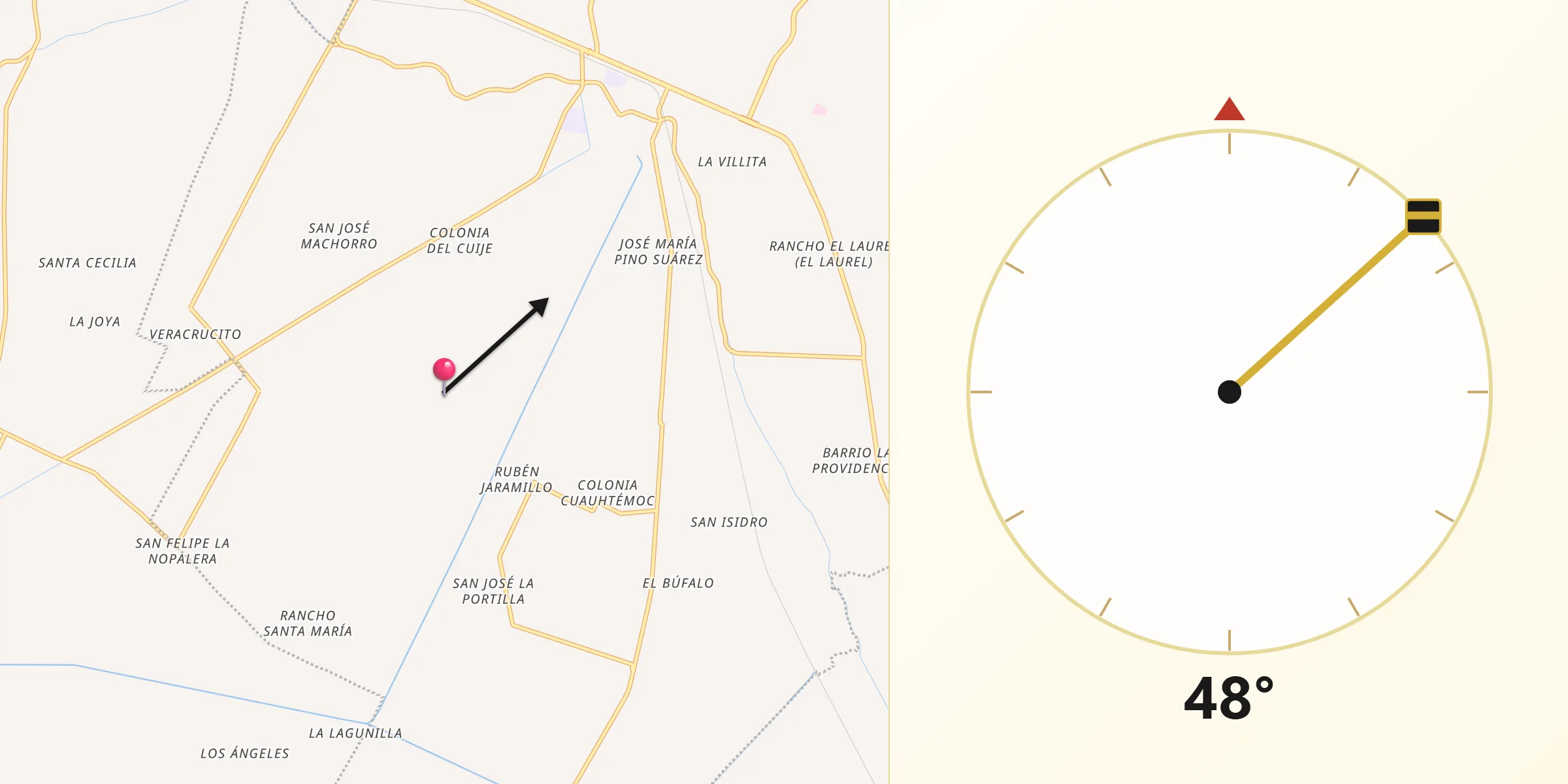 Dirección de la Qibla desde Francisco Villa