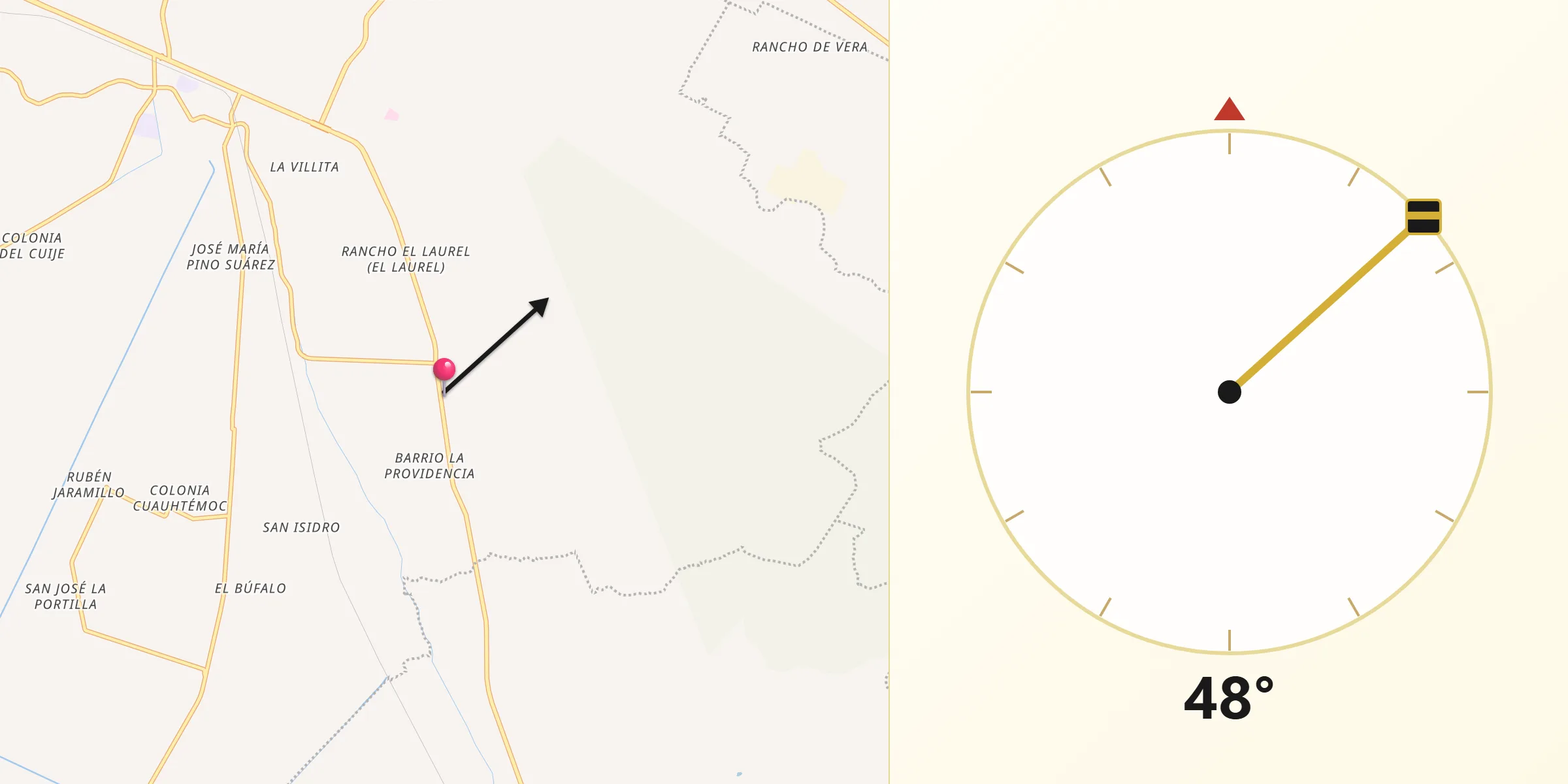 Dirección de la Qibla desde Santiago Alseseca