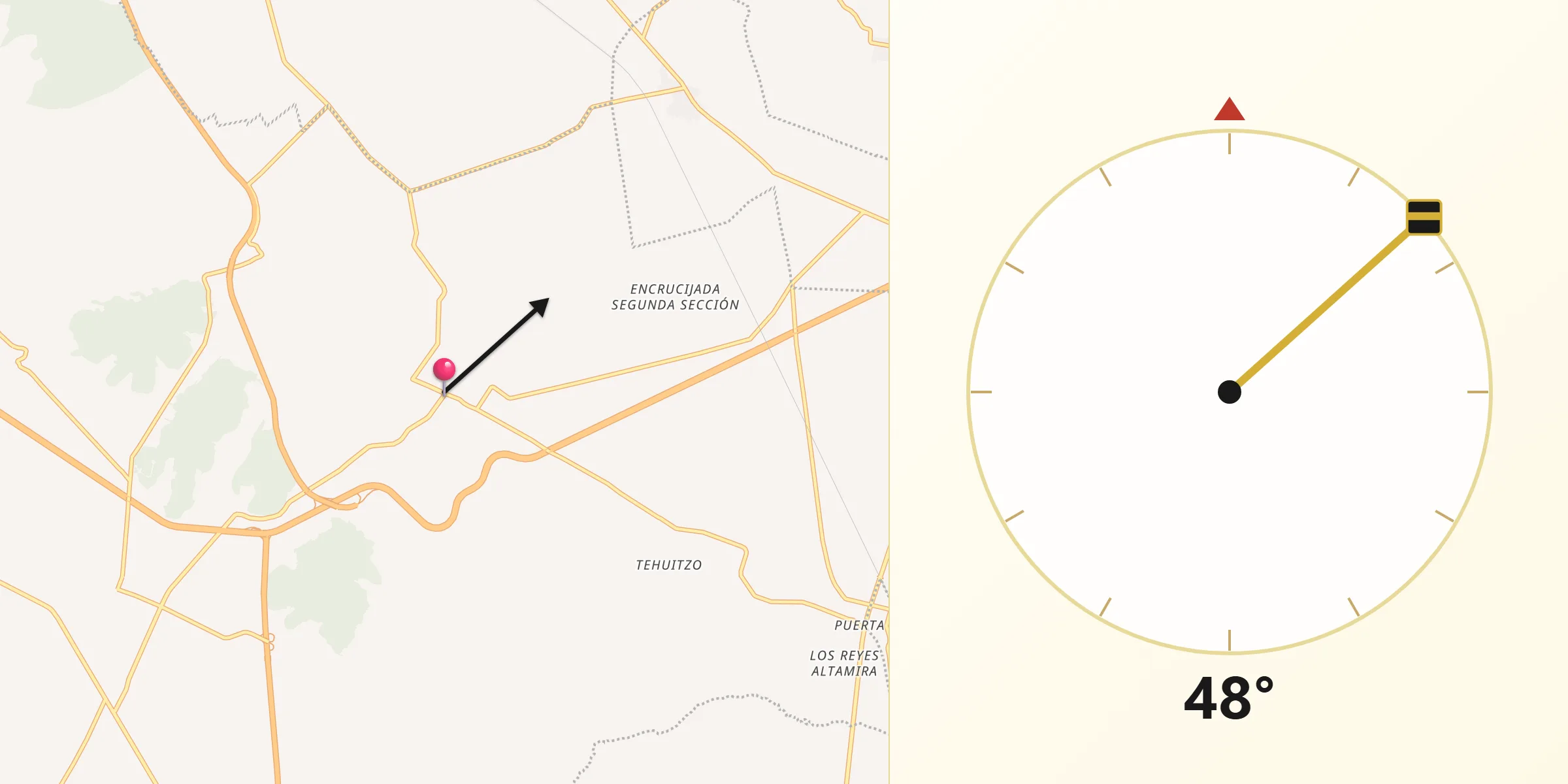 Dirección de la Qibla desde Cuesta Blanca