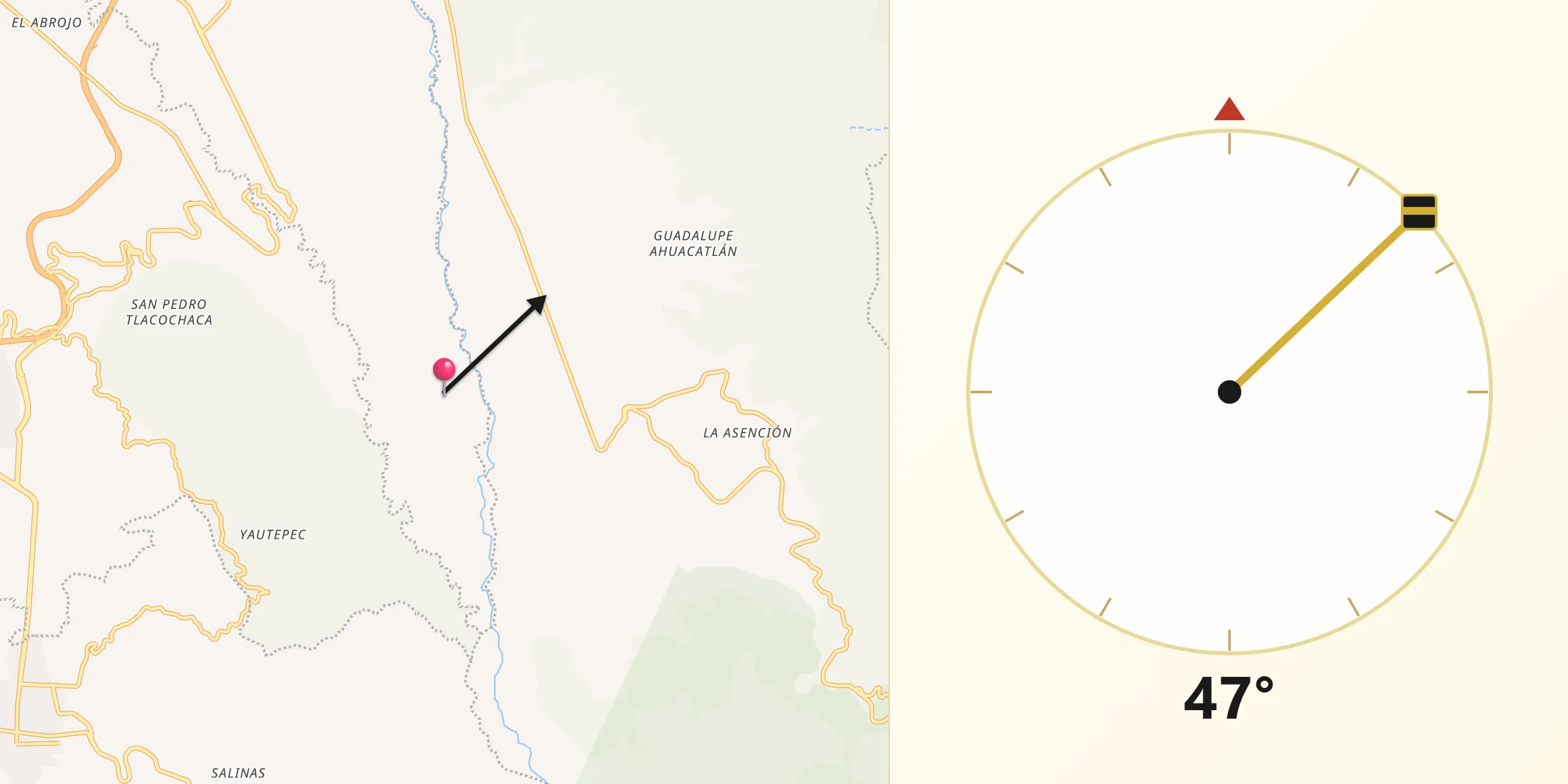Dirección de la Qibla desde El Progreso Hidalgo