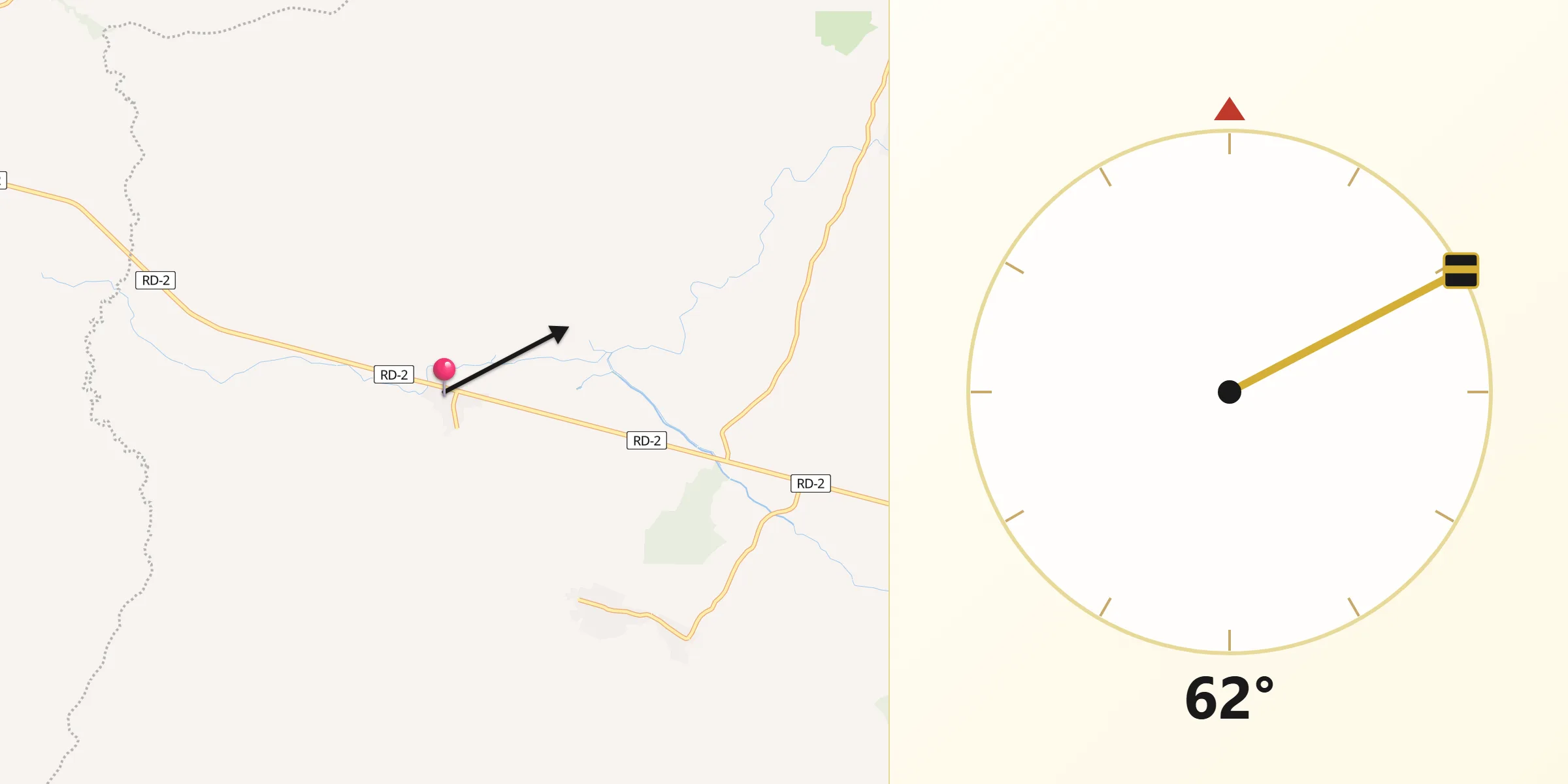 Dirección de la Qibla desde Pedro Corto