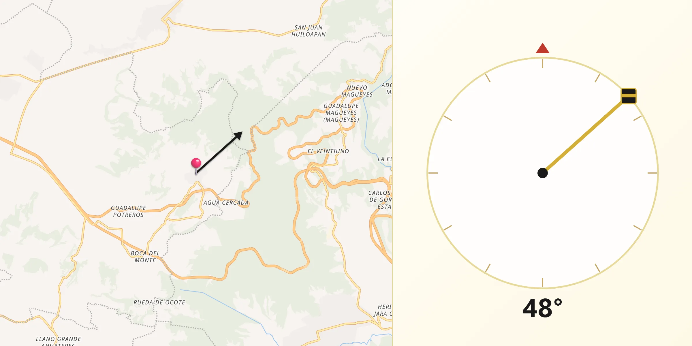 Dirección de la Qibla desde San José Cuyachapa
