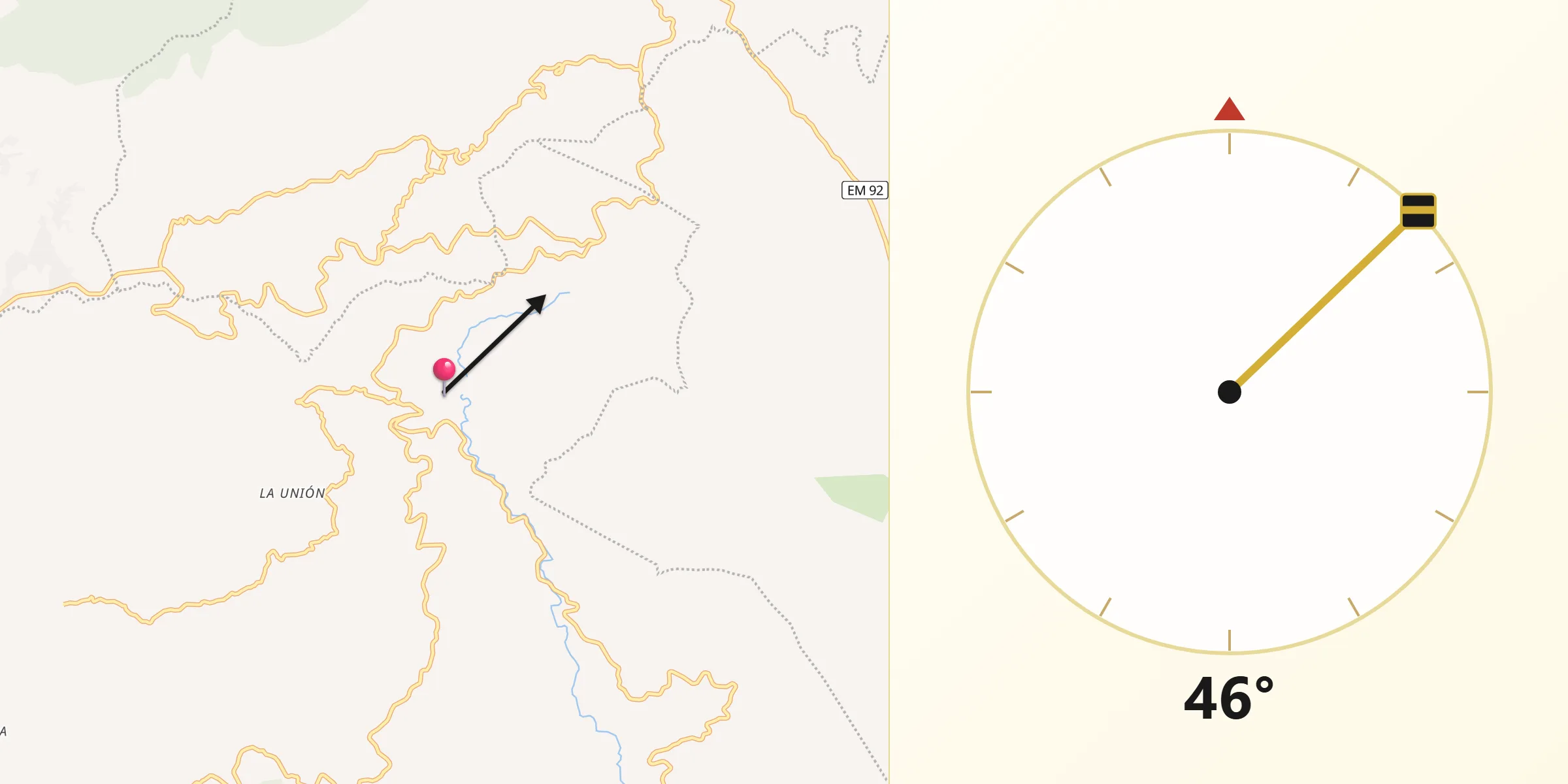 Dirección de la Qibla desde Sultepec