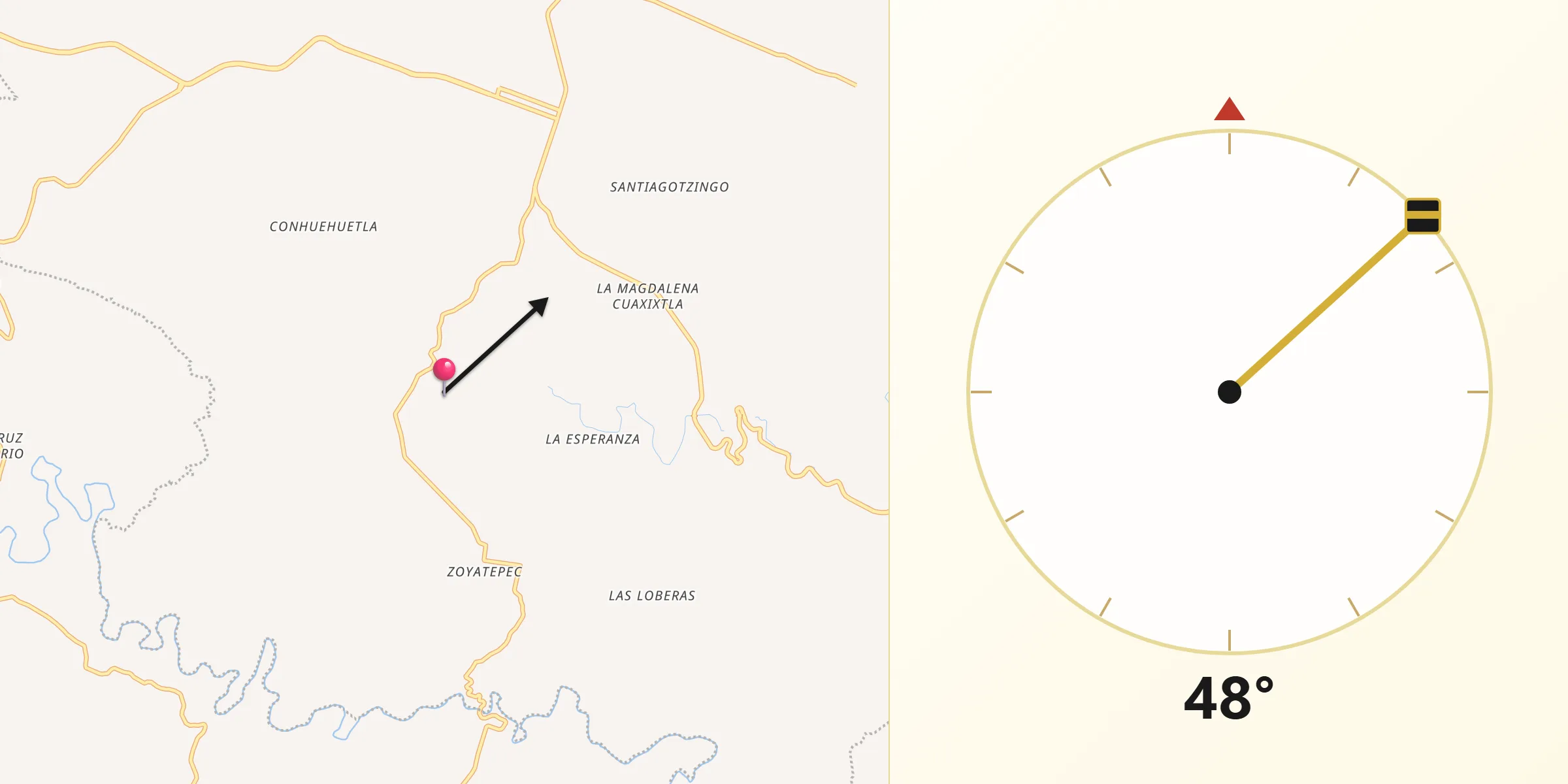 Dirección de la Qibla desde Concepción Cuautla