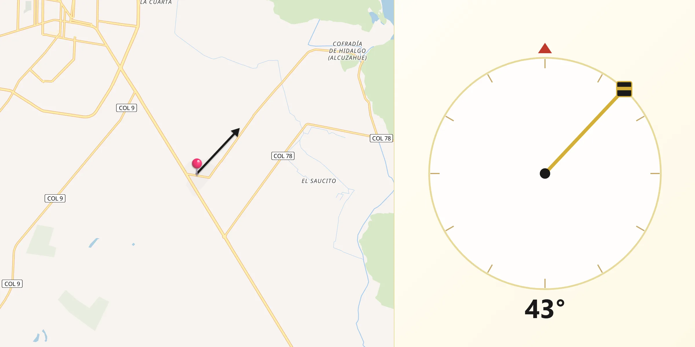 Dirección de la Qibla desde Cofradía de Morelos