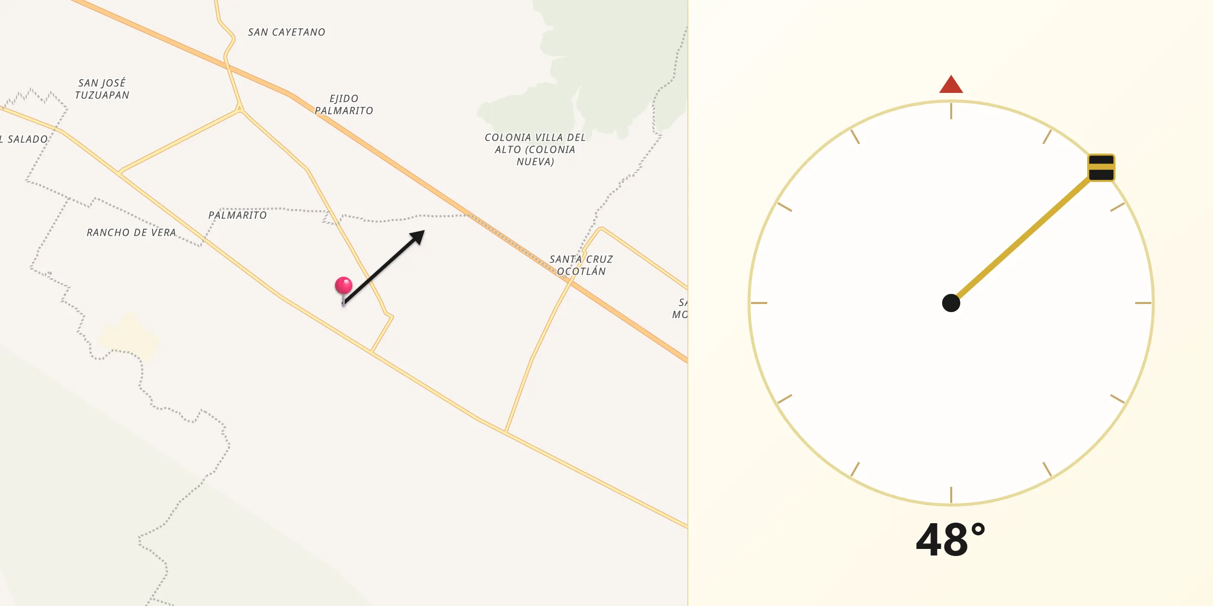 Dirección de la Qibla desde Jesús Nazareno