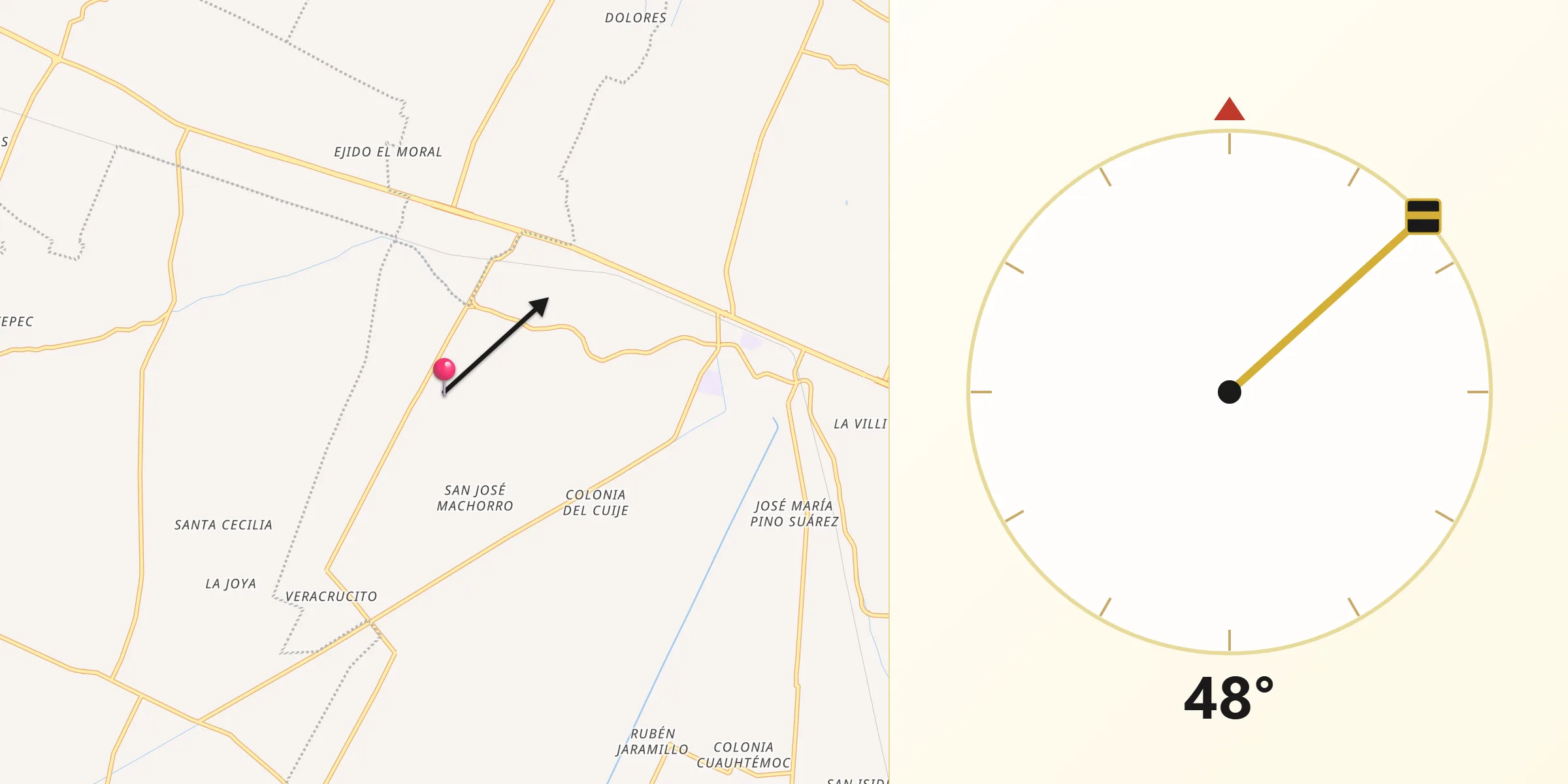 Dirección de la Qibla desde Santa Rosa