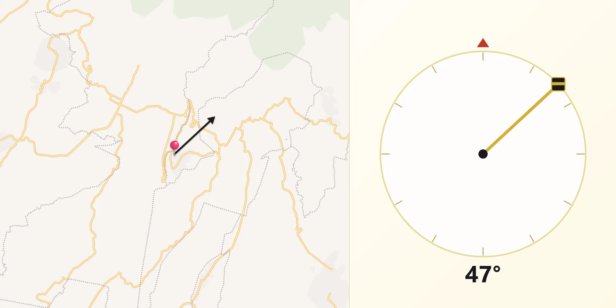 Dirección de la Qibla desde San Antonio Alpanocan