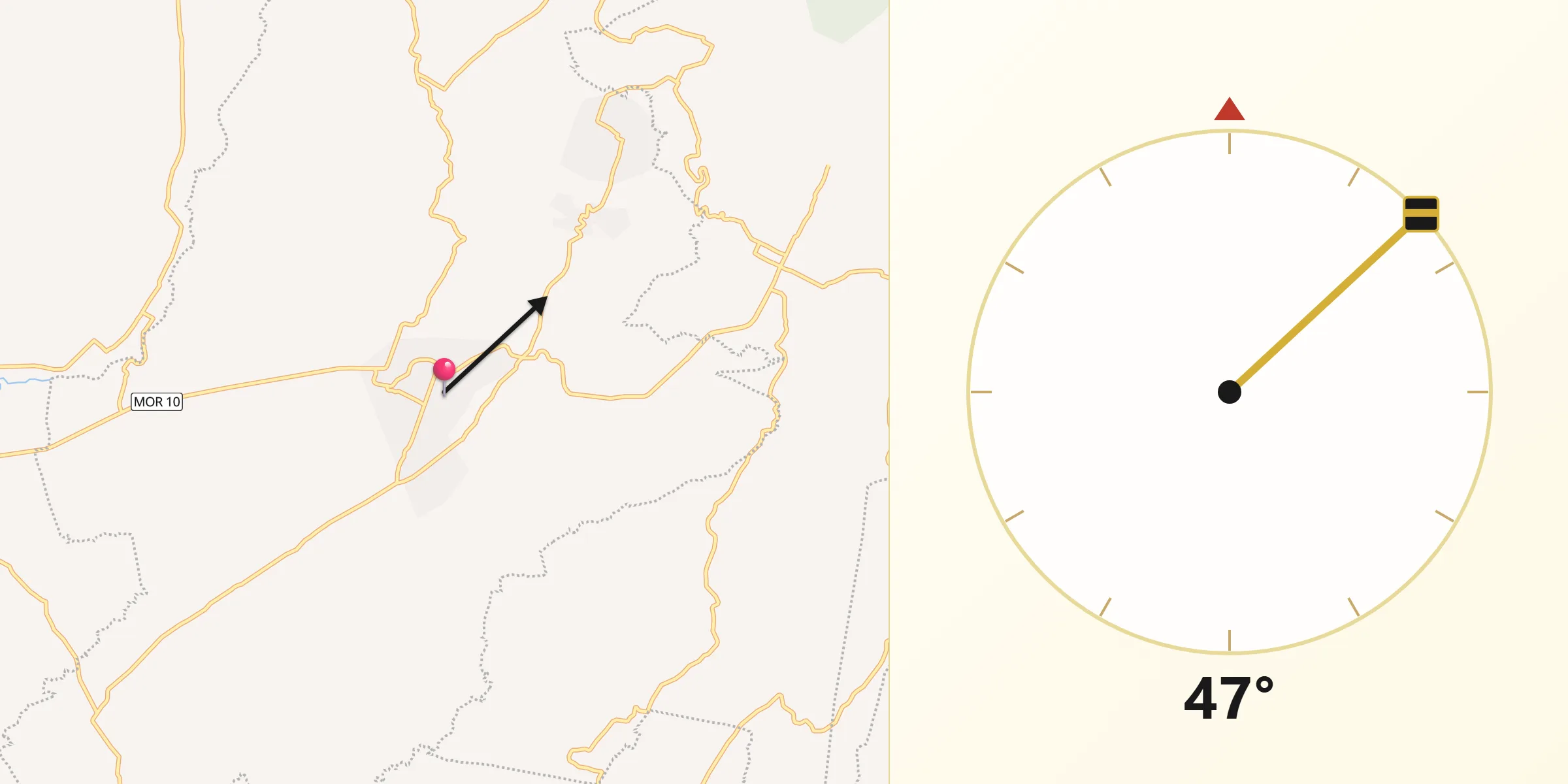 Dirección de la Qibla desde Ocuituco