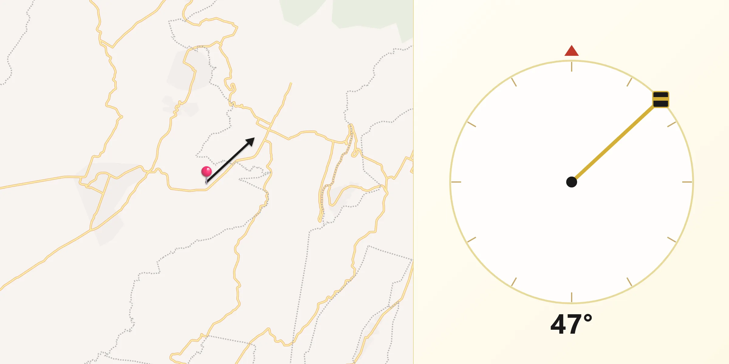 Dirección de la Qibla desde Municipio de Metepec