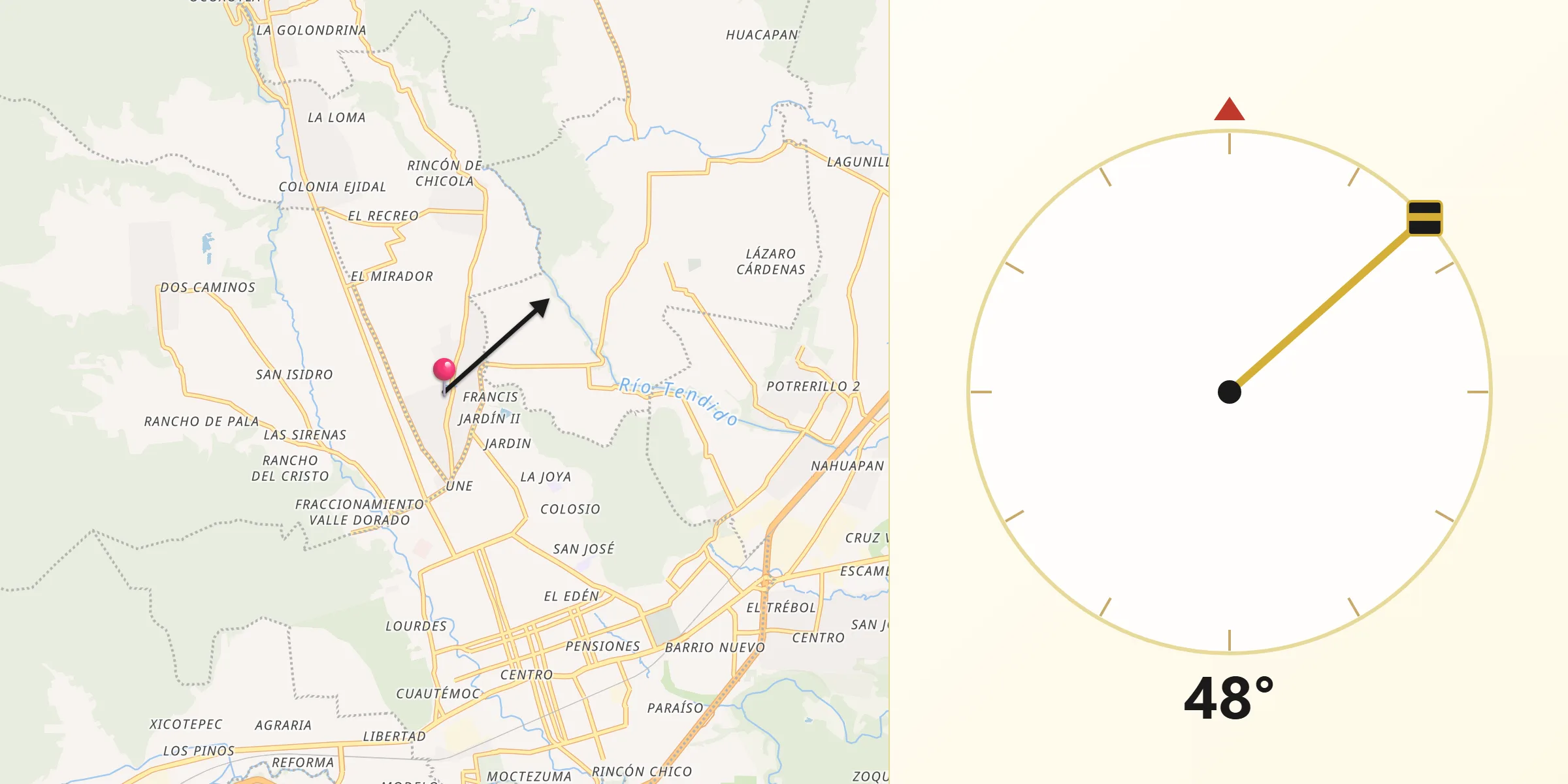 Dirección de la Qibla desde Palmira
