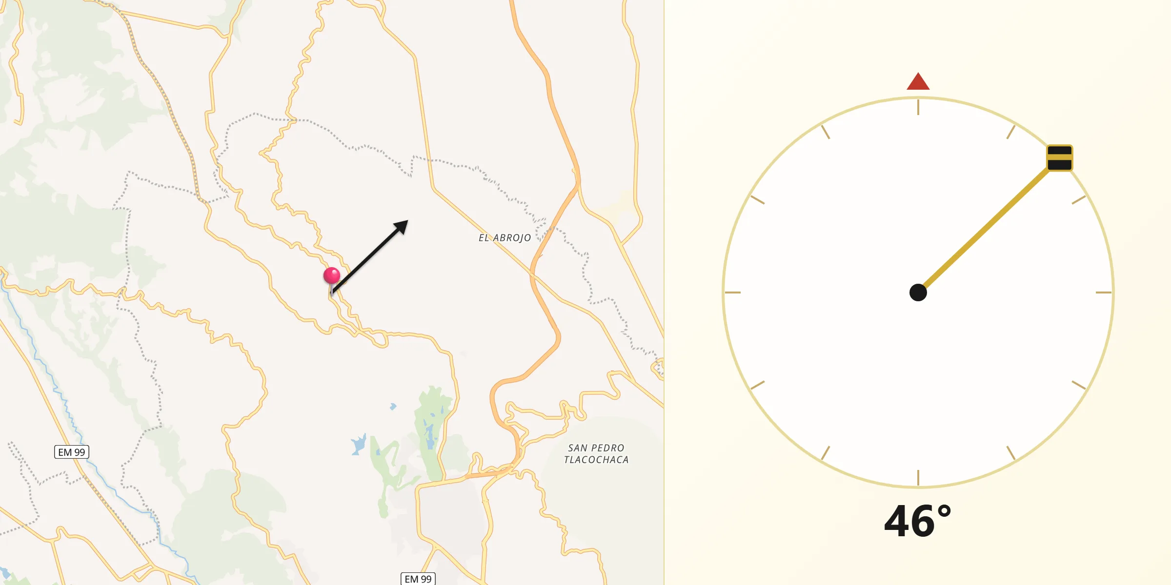 Dirección de la Qibla desde San Miguel Laderas