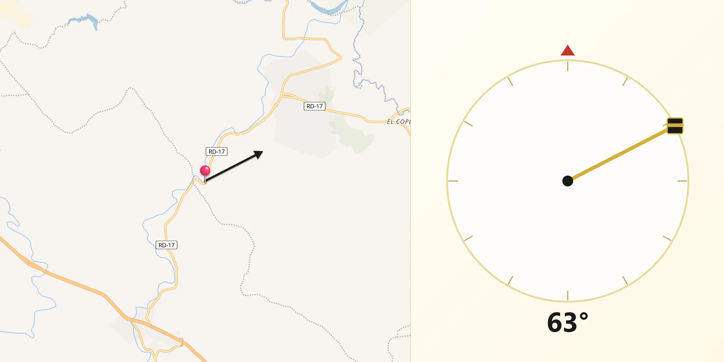 Dirección de la Qibla desde Maimón