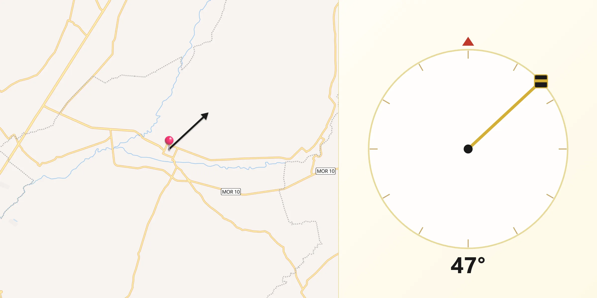 Dirección de la Qibla desde Yecapixtla