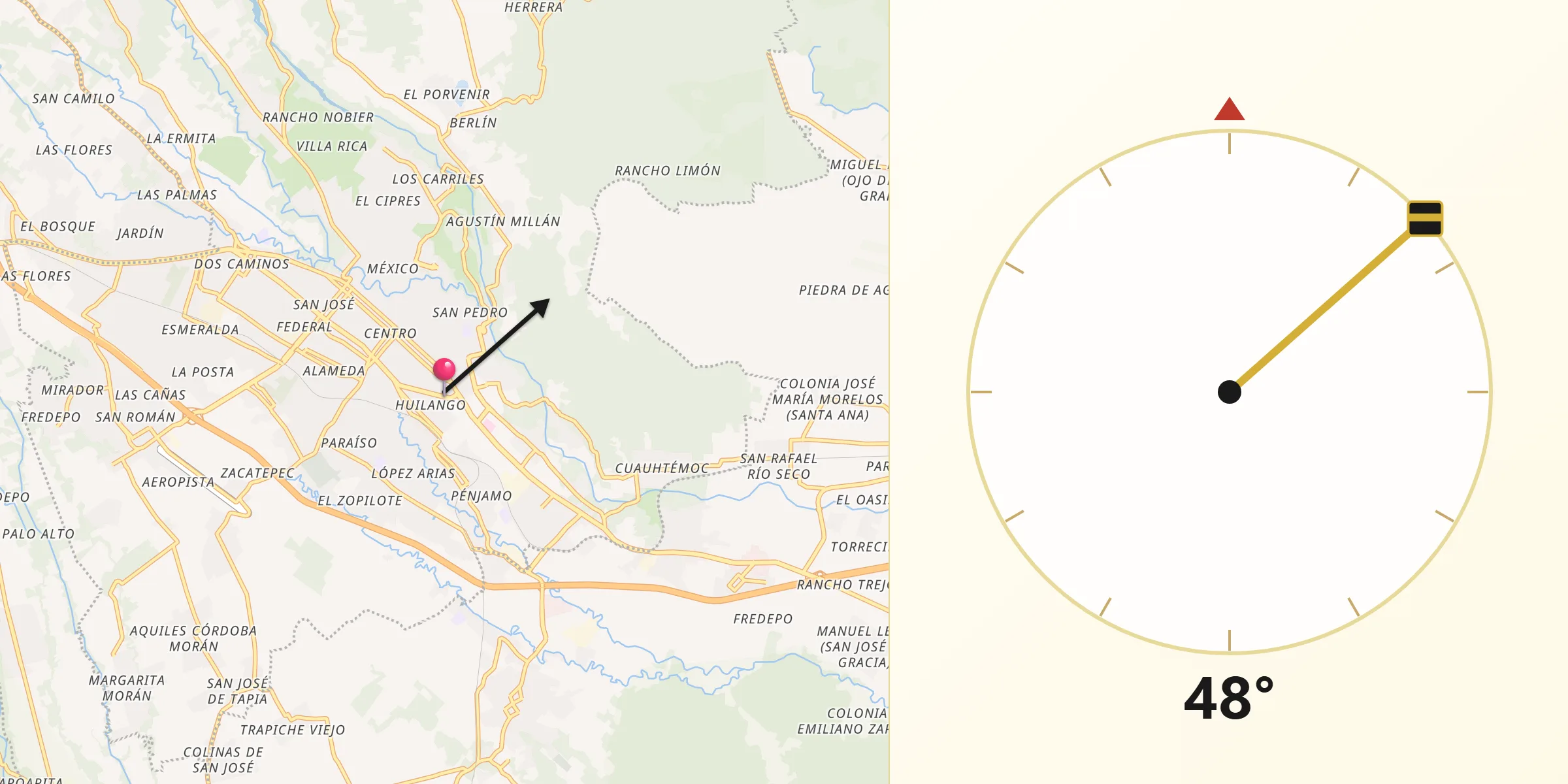 Dirección de la Qibla desde Córdoba