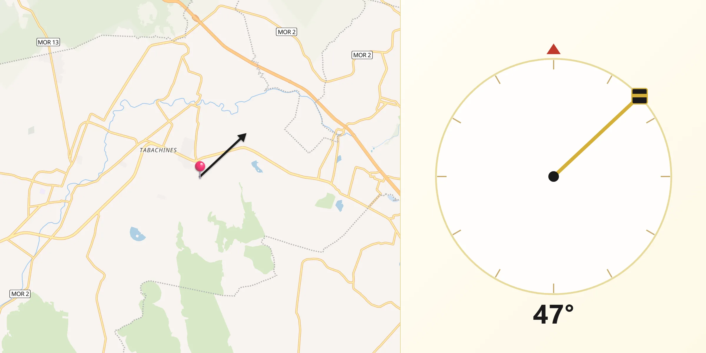 Dirección de la Qibla desde Los Arcos