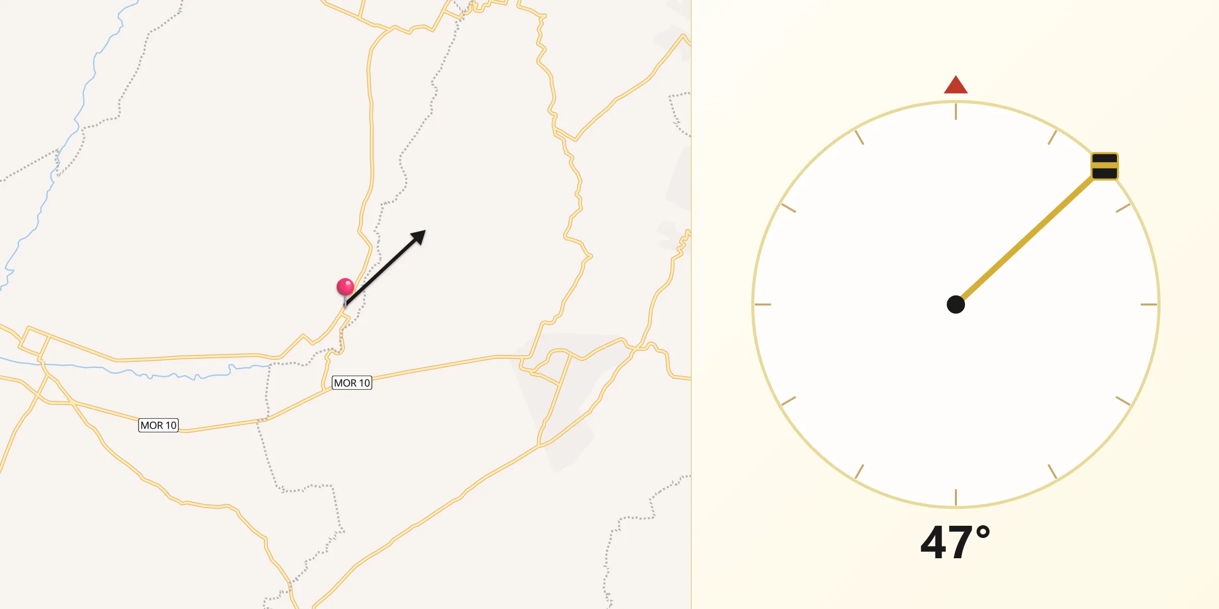 Dirección de la Qibla desde Xochitlán