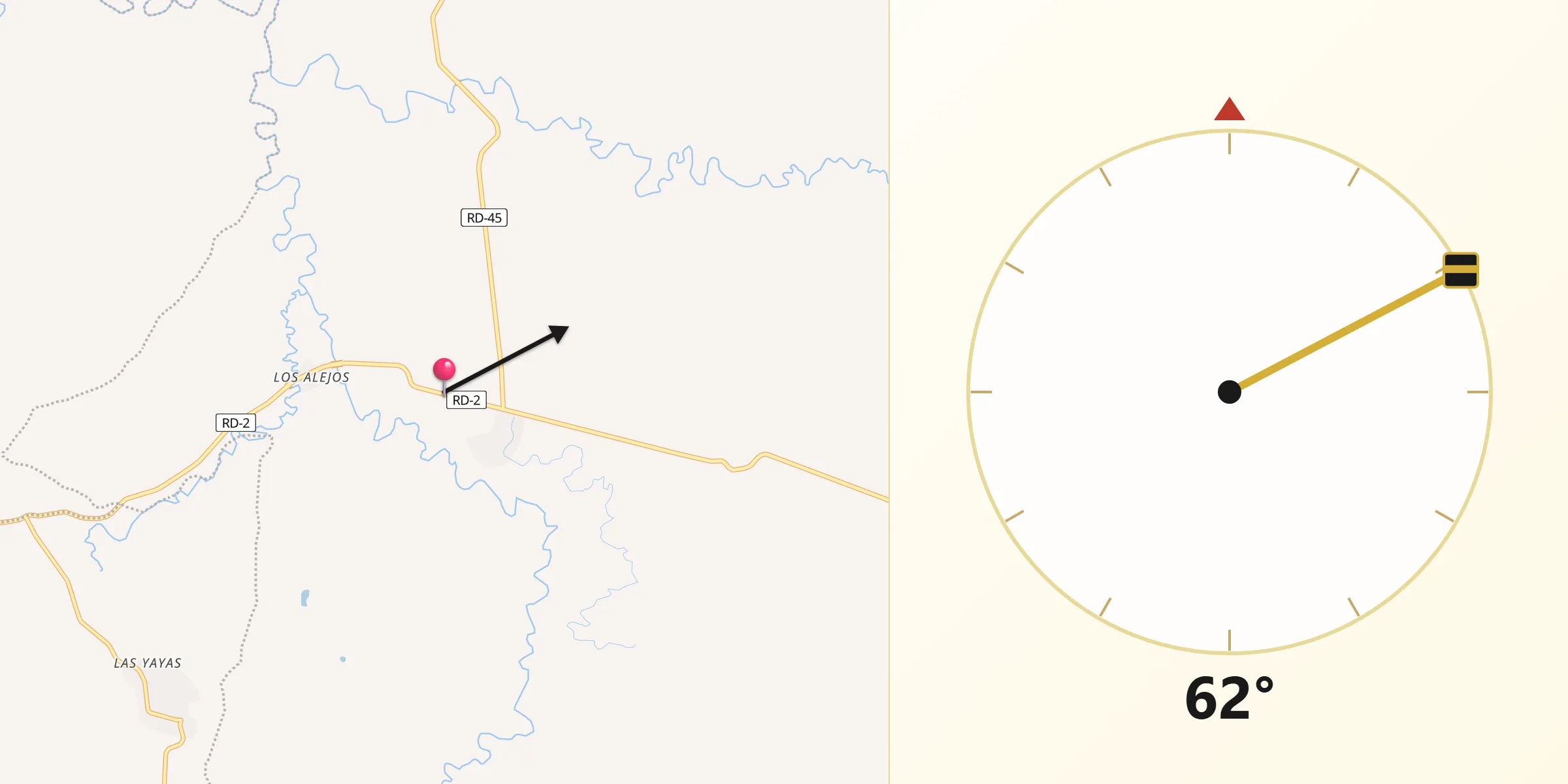 Dirección de la Qibla desde Matayaya