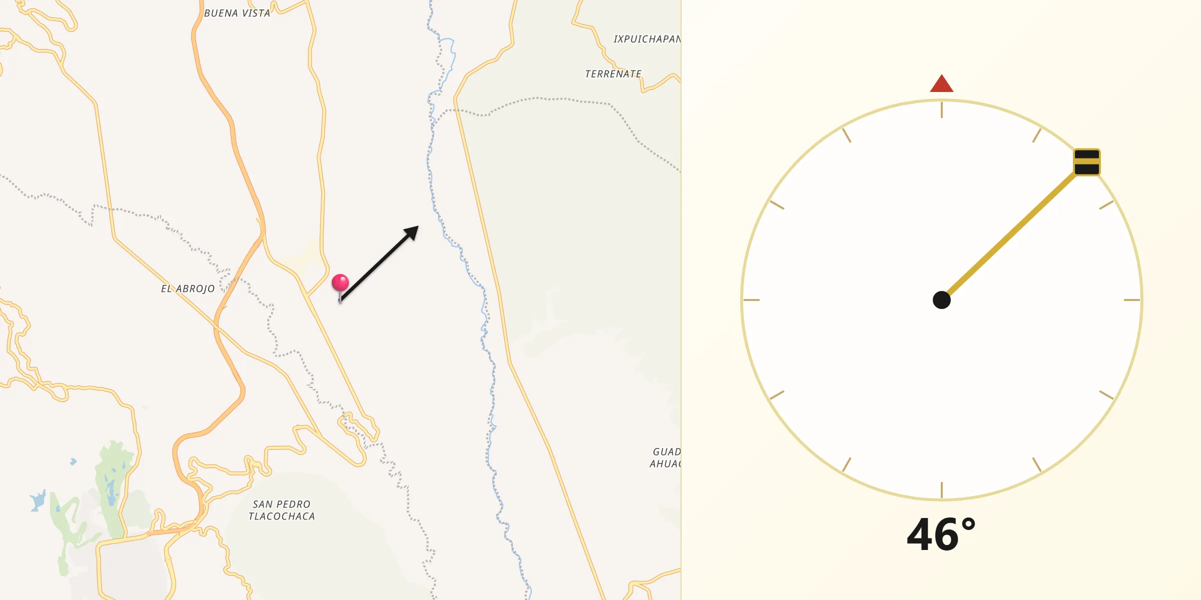 Dirección de la Qibla desde La Finca