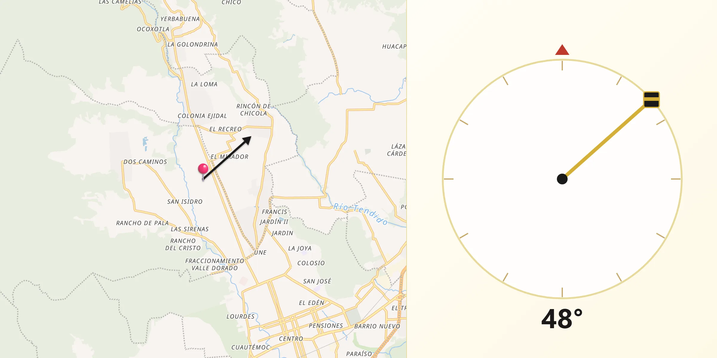 Dirección de la Qibla desde San Isidro