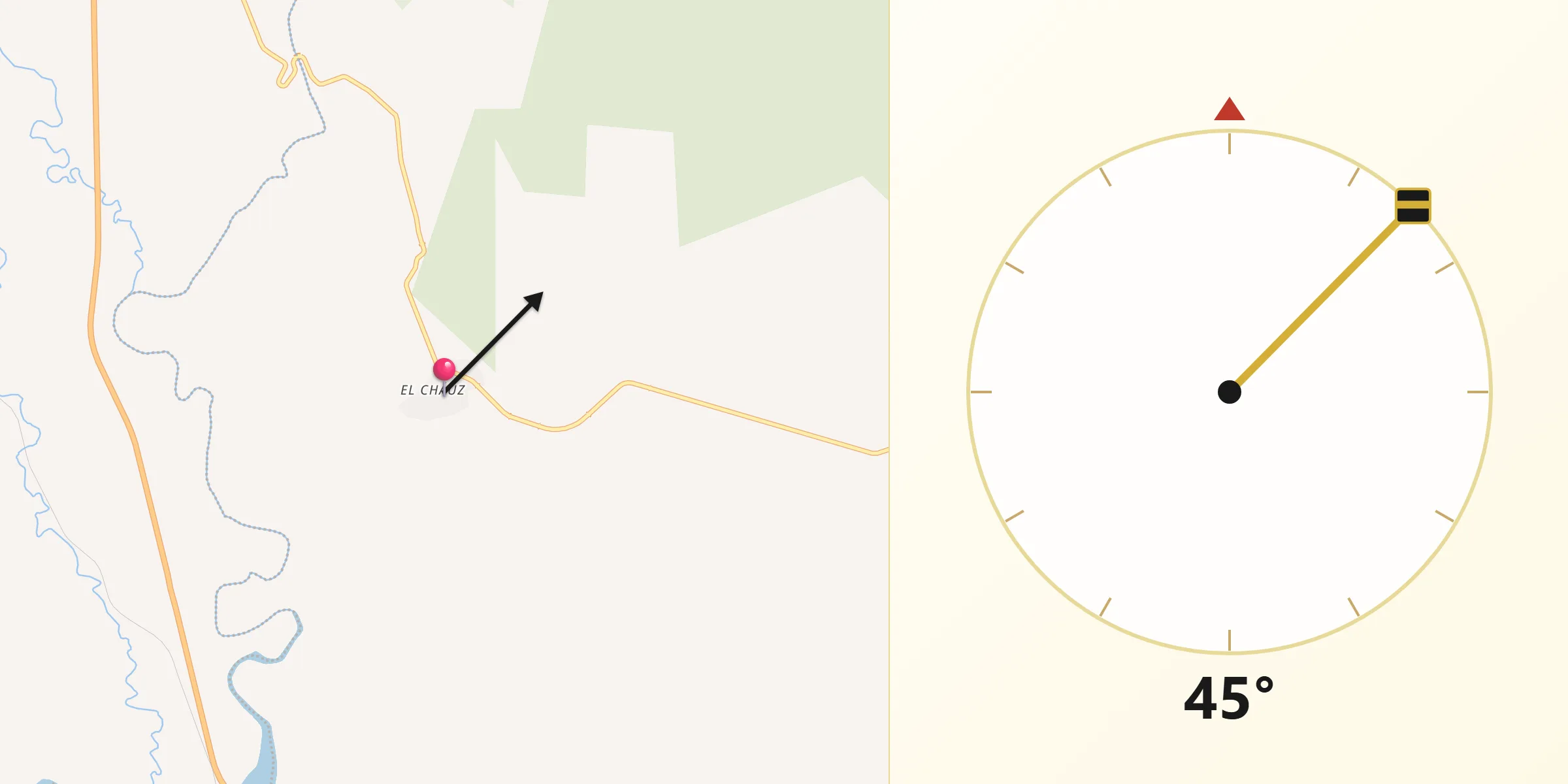 Dirección de la Qibla desde El Chauz