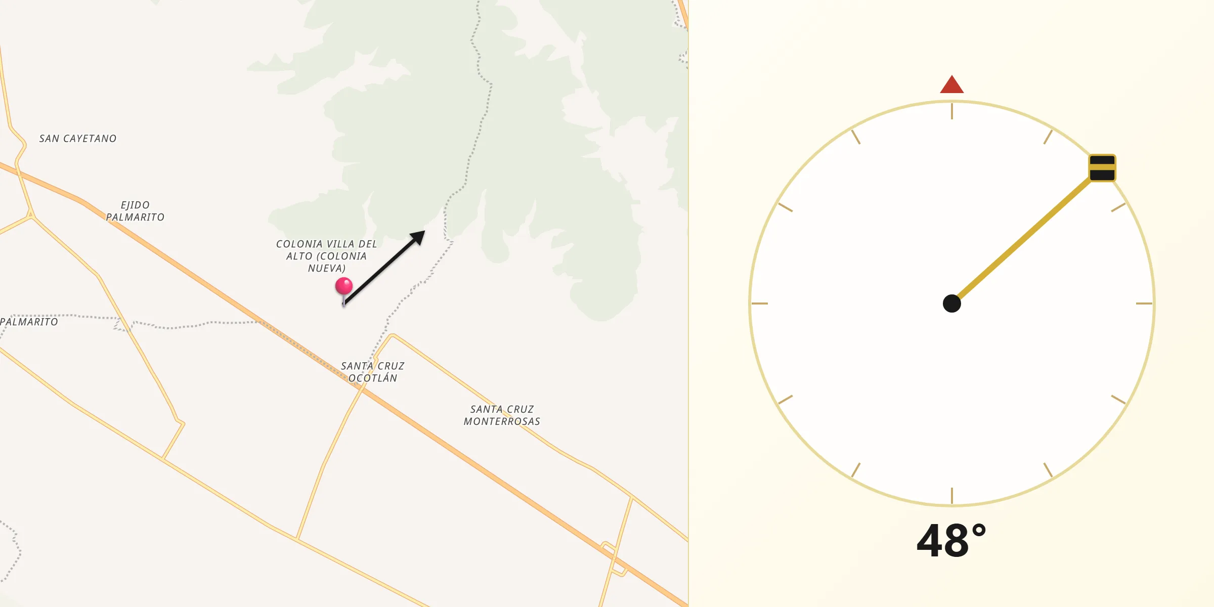Dirección de la Qibla desde Guadalupe Enríquez