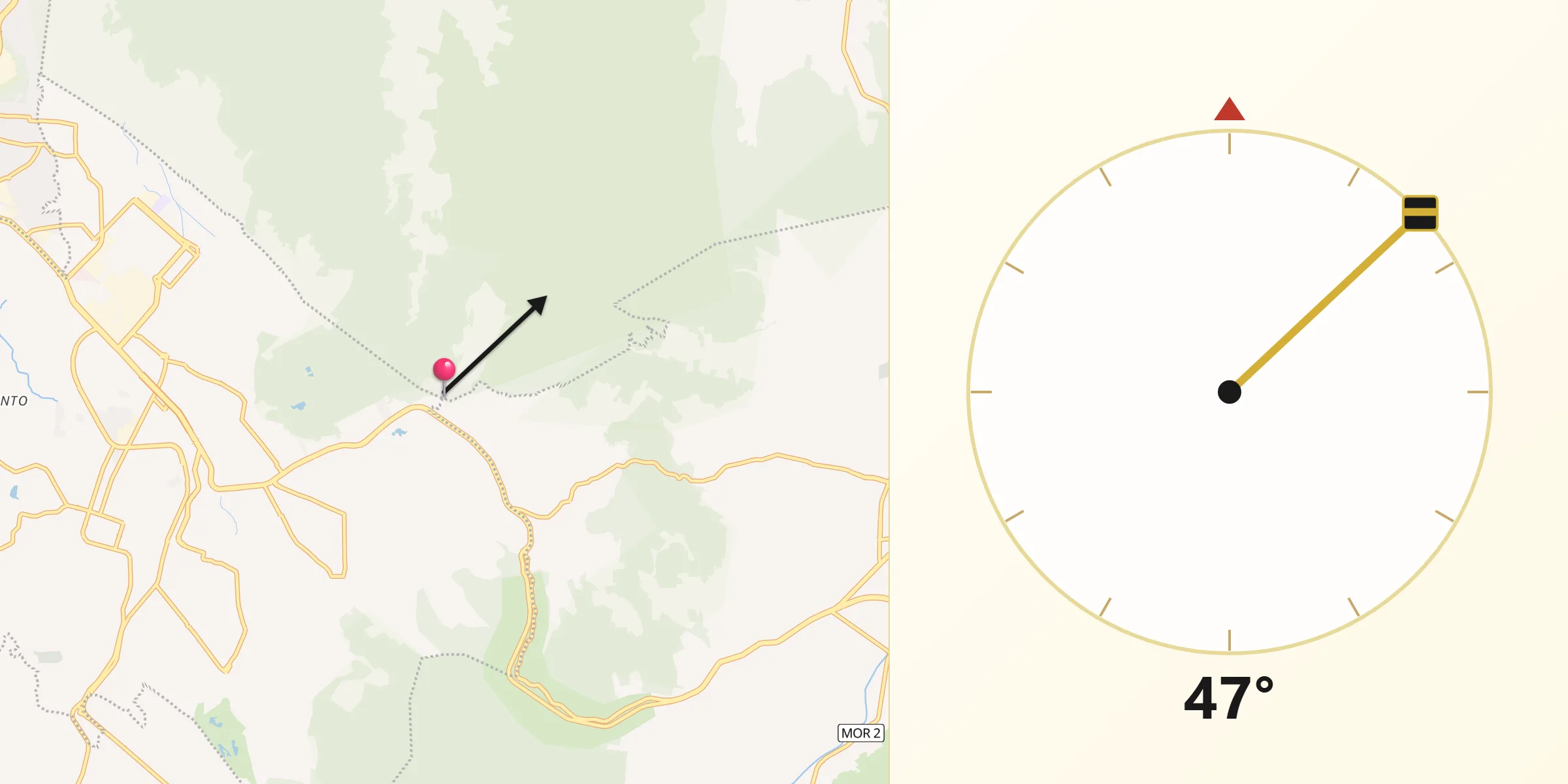 Dirección de la Qibla desde Unidad Habitacional Rinconada Acolapa