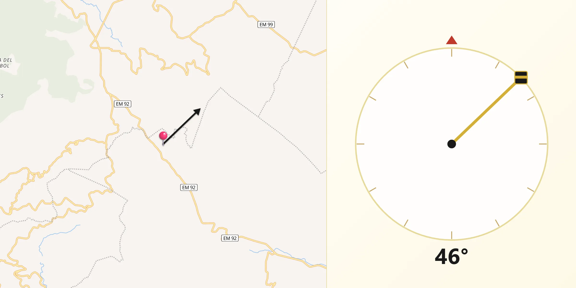Dirección de la Qibla desde San Andrés Tepetitlán