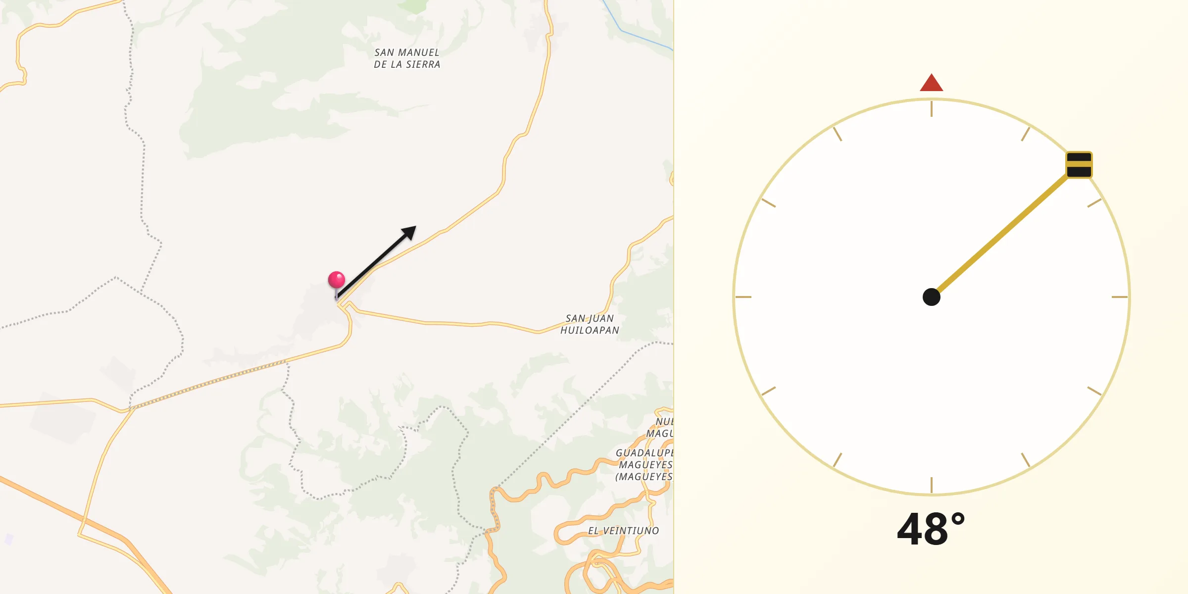 Dirección de la Qibla desde Atzitzintla