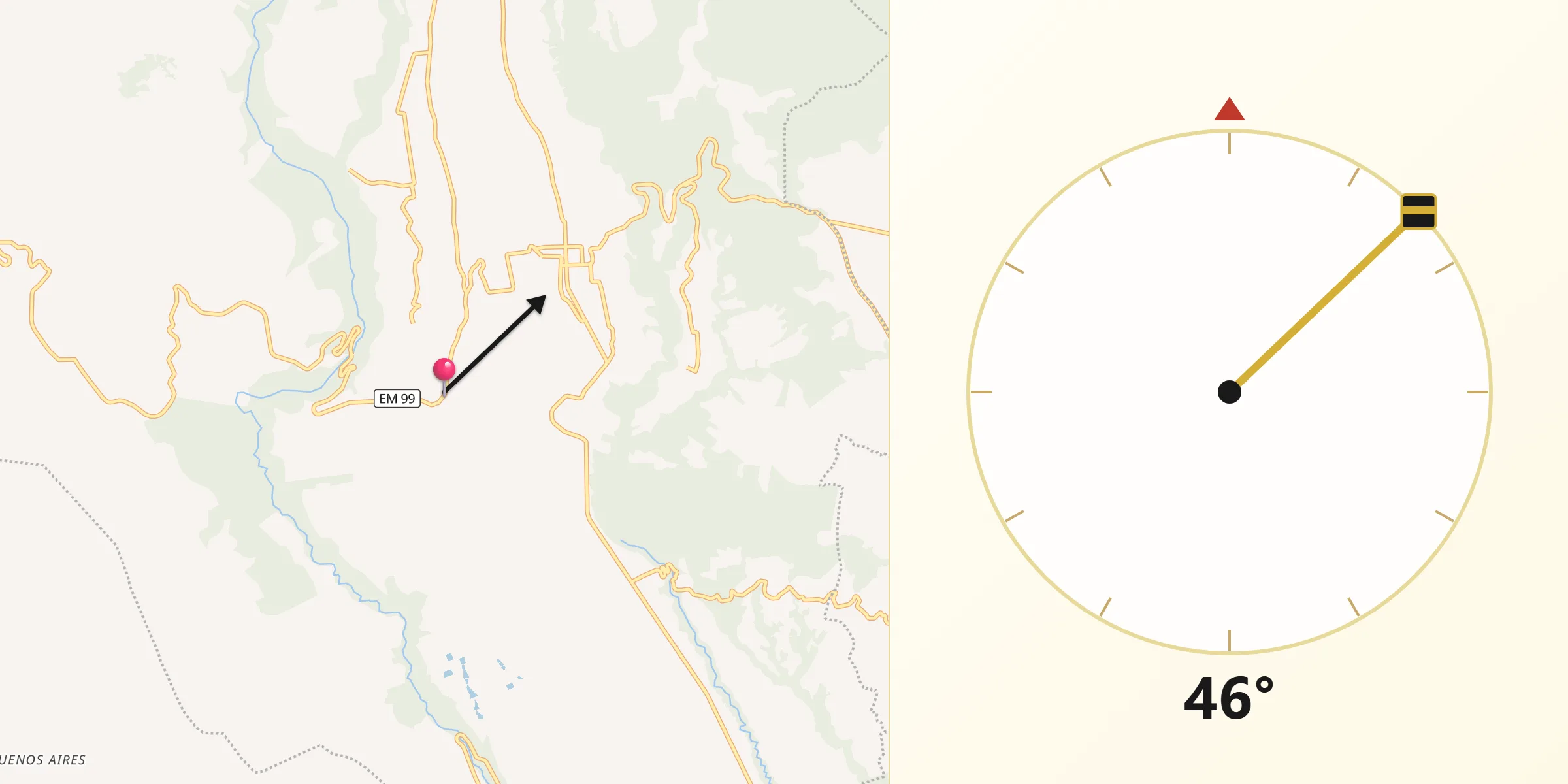 Dirección de la Qibla desde Acuitlapilco