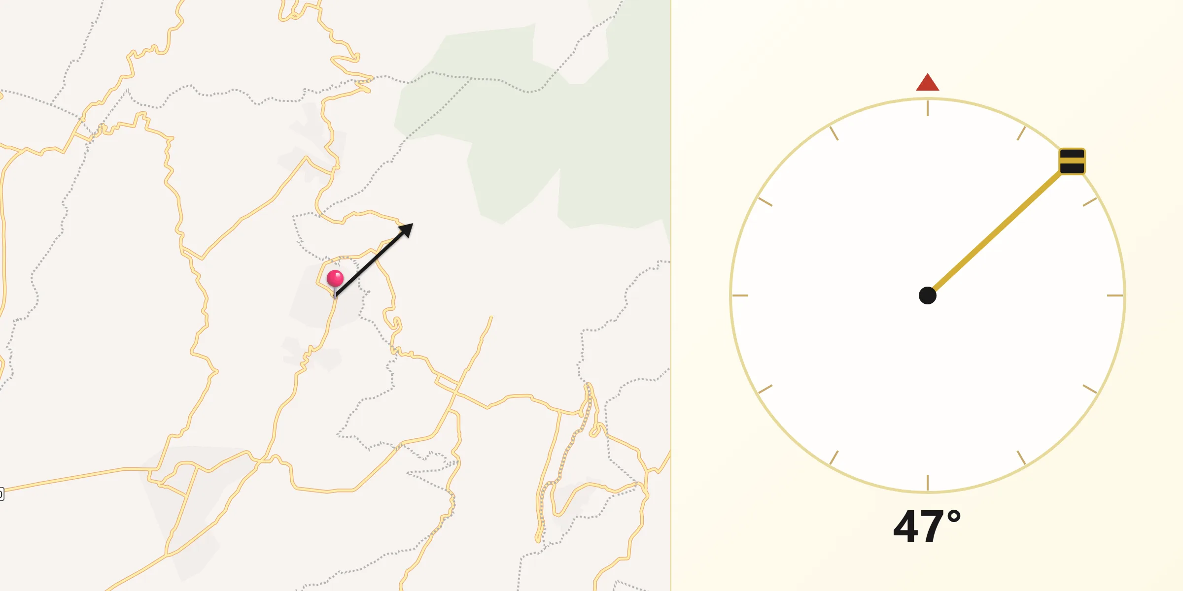 Dirección de la Qibla desde Huepalcalco (San Miguel)