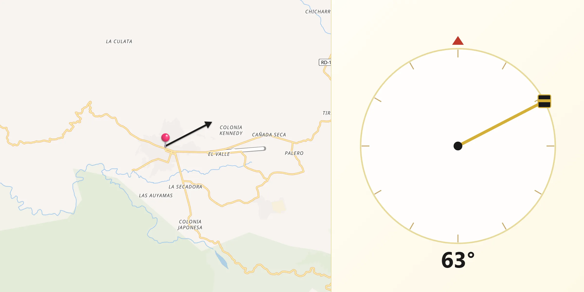 Dirección de la Qibla desde Constanza