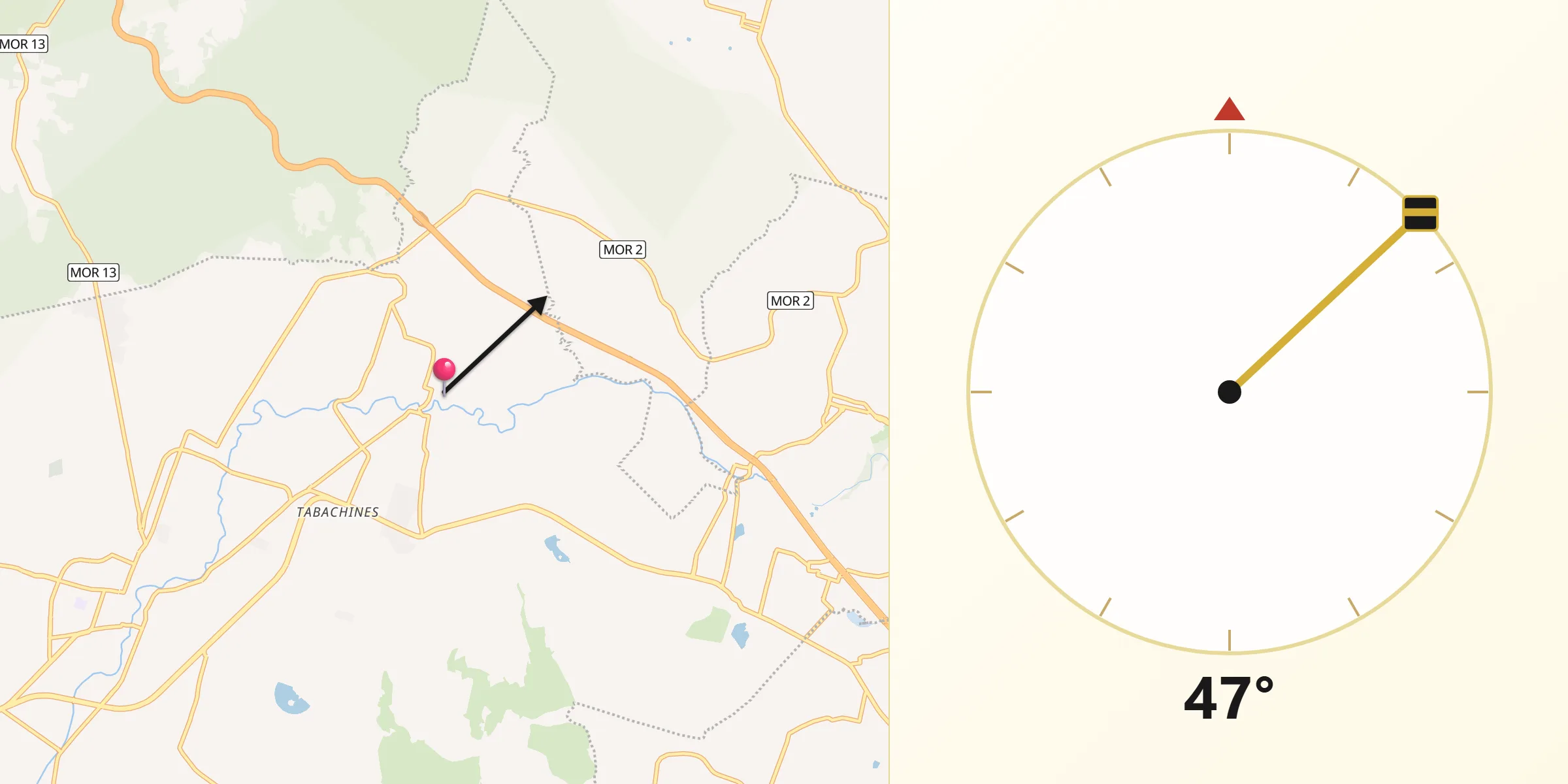 Dirección de la Qibla desde Itzamatitlán