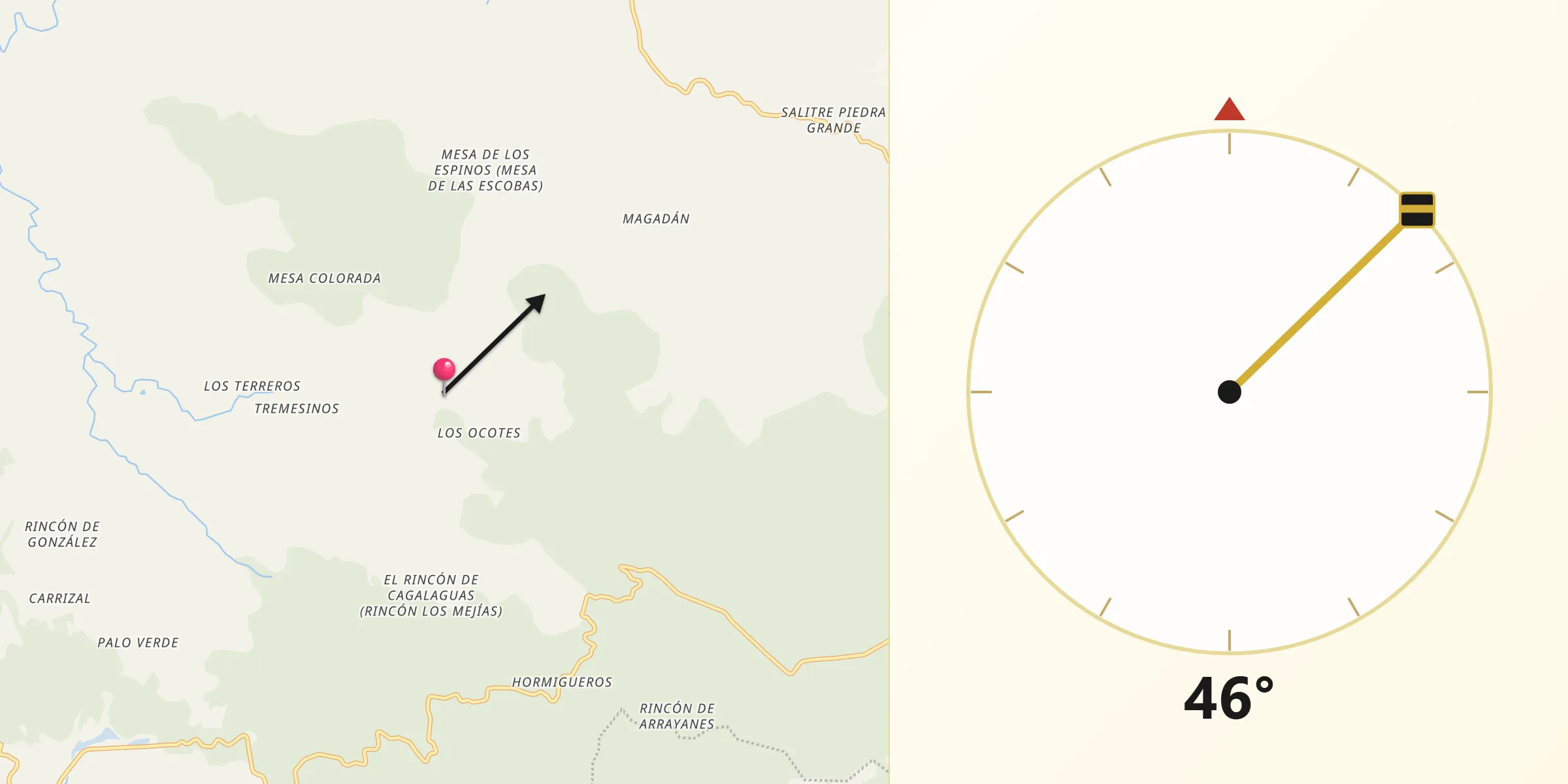 Dirección de la Qibla desde Villa Luvianos