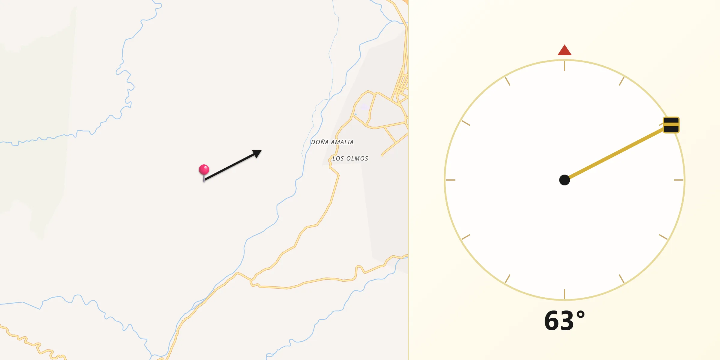 Dirección de la Qibla desde Bonao