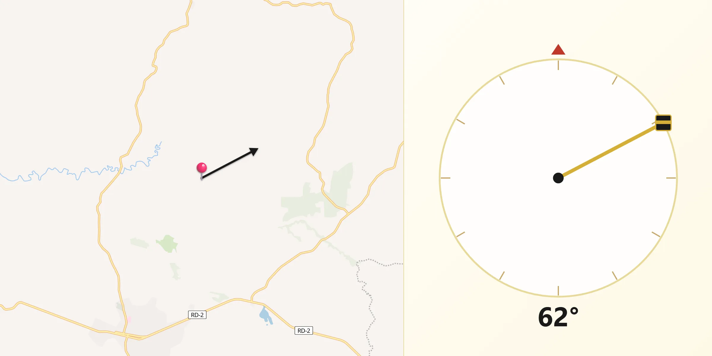 Dirección de la Qibla desde Las Matas de Farfán