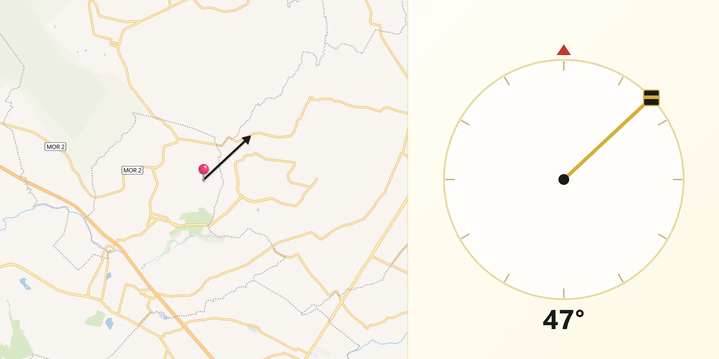 Dirección de la Qibla desde Oaxtepec
