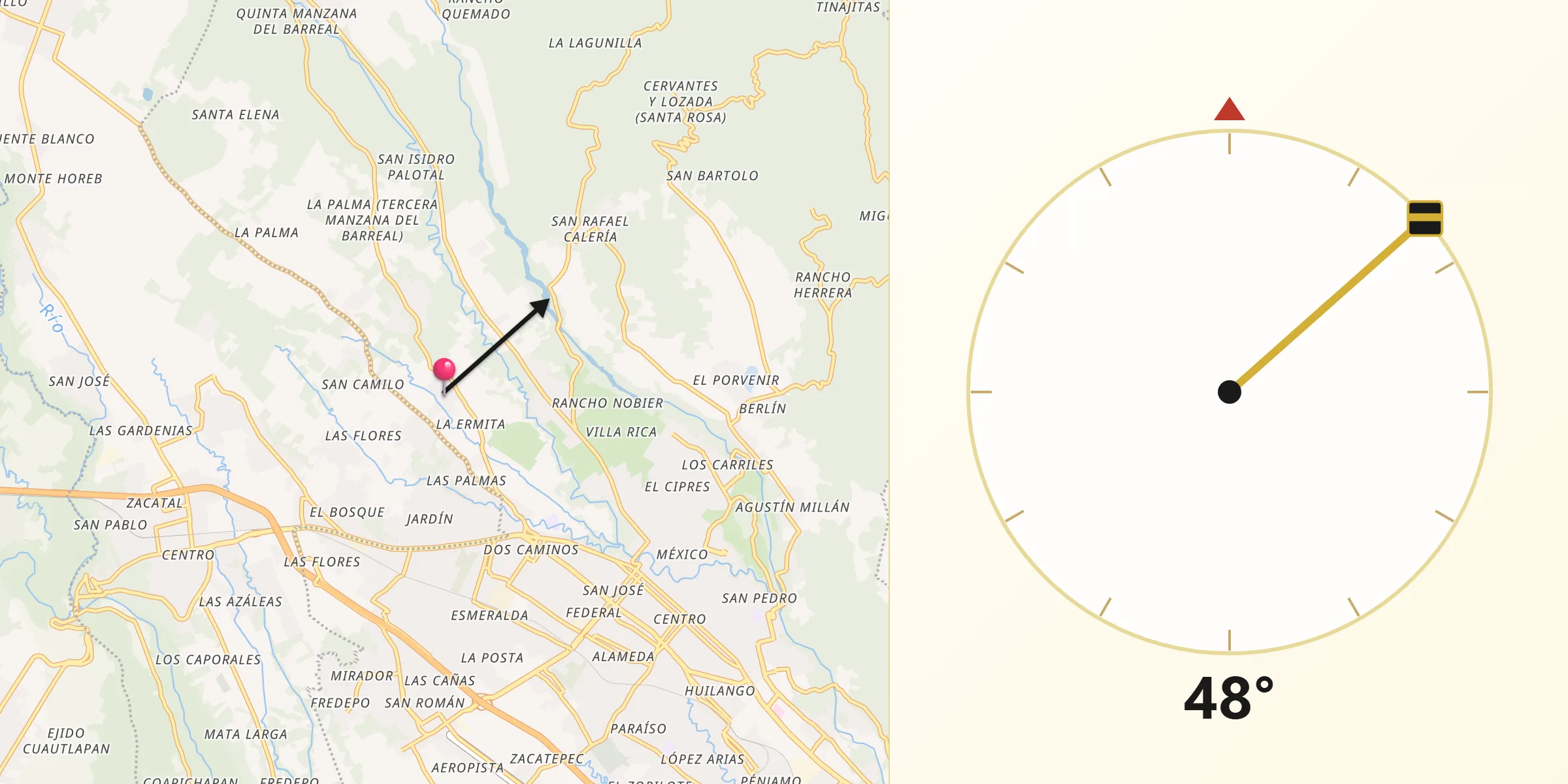 Dirección de la Qibla desde San José de Abajo [Unidad Habitacional]